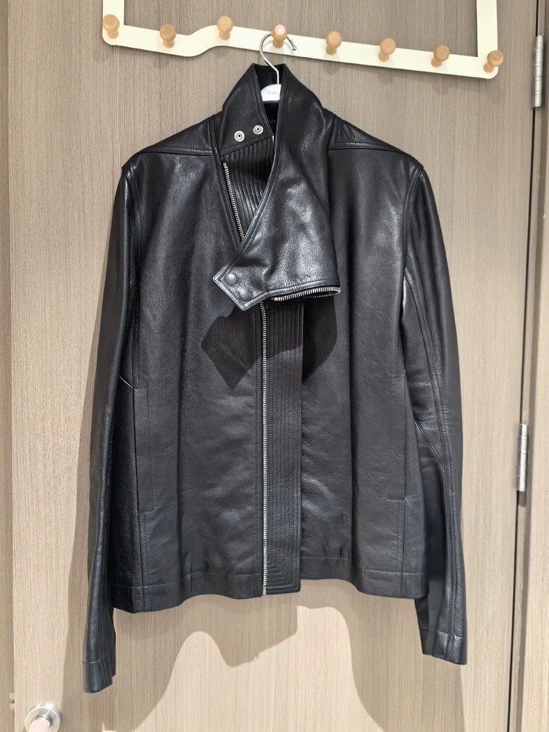Rick Owens Classic Double-Breasted Funnel Neck Black Leather Jacket-25 Size US L / EU 52-54 / 3 - 1 Thumbnail
