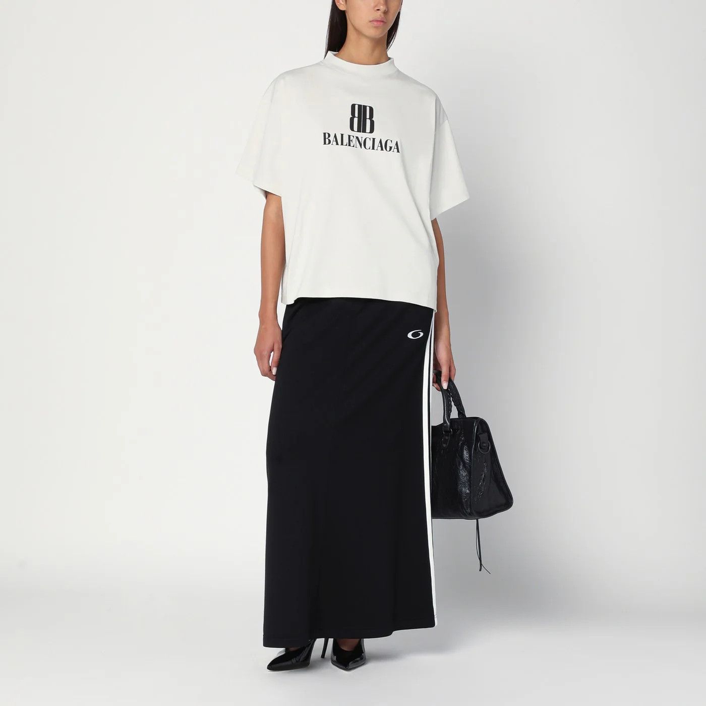 Balenciaga o1d2blof0426 Long Loop Sports Icon Skirt in Black Size 25" / US 0 / IT 36 - 2 Thumbnail