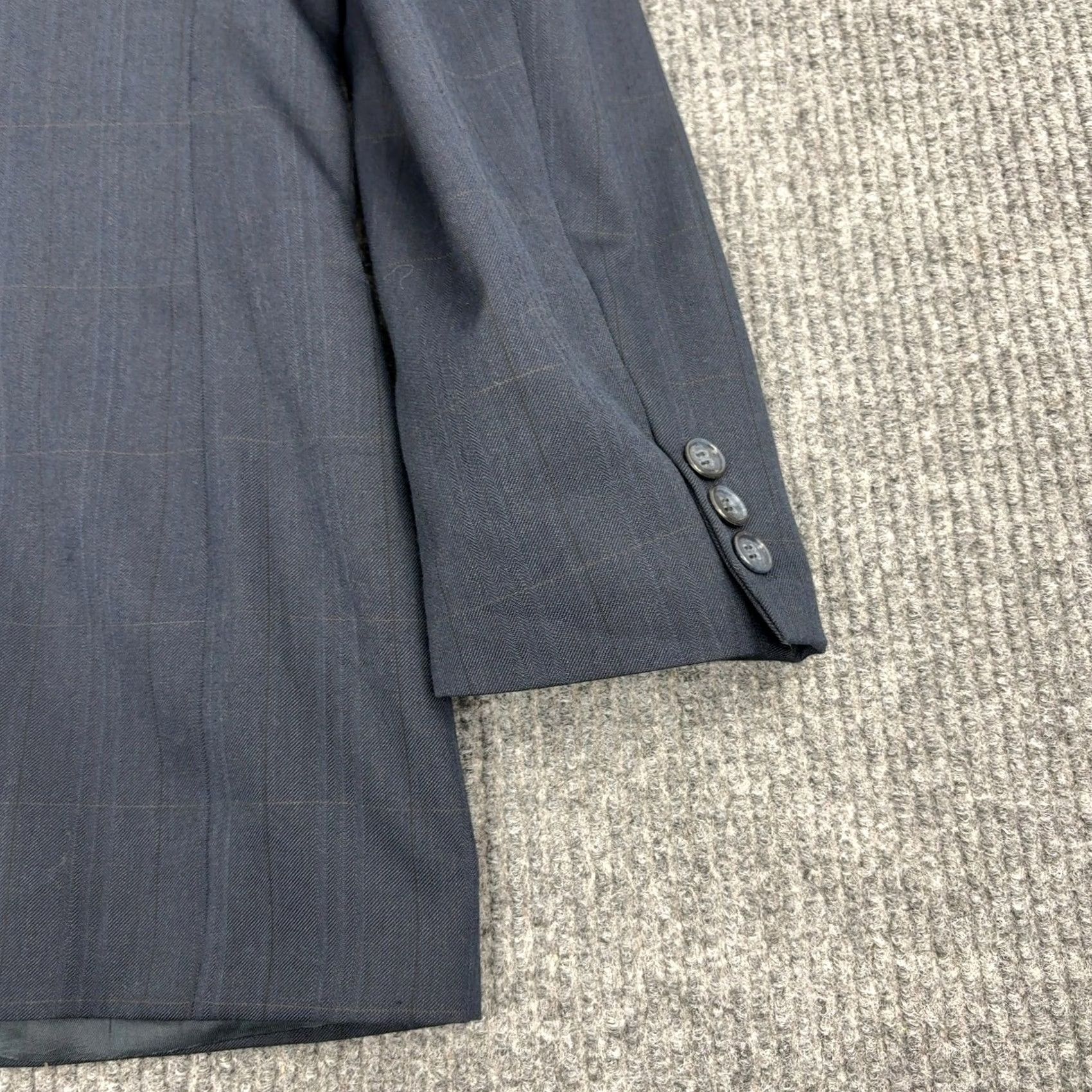 Vintage VINTAGE Botany 500 Blazer Mens Blue Windowpane Athletic Fit Two Button Blazer Wool 42 Regular Medium? Size 42R - 7 Thumbnail