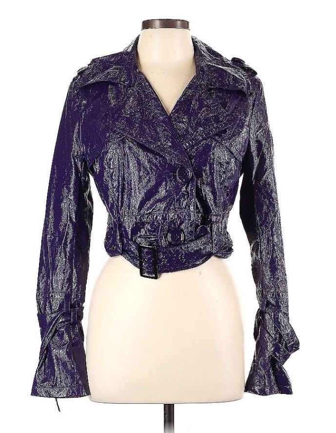 Purple Glossy Biker Moto Jacket