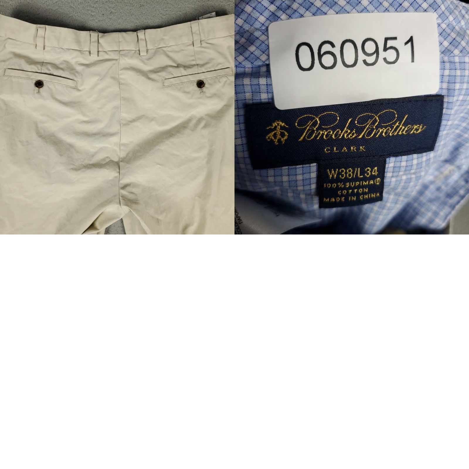 Brooks Brothers Brooks Brothers Mens 38x30 Beige Cotton Flat Front Chino Pants Size US 38 / EU 54 - 8 Thumbnail