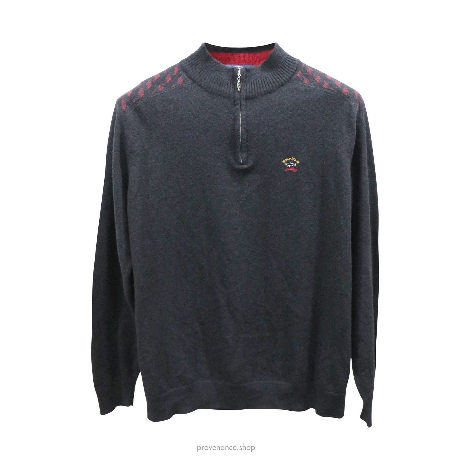 Paul & Shark 🔴 Yachting Quarter-Zip Wool Sweater - Black Size US L / EU 52-54 / 3 - 1 Thumbnail