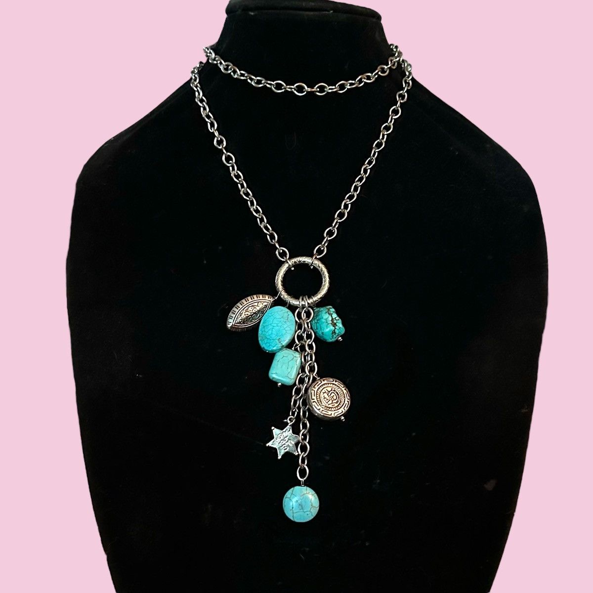 Other Long silver tone turquoise tassel necklace Size ONE SIZE - 1 Thumbnail