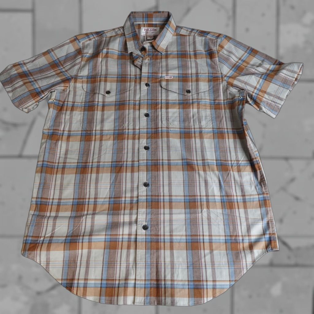 Filson Filson Shirt 2XL Beige Plaid Short Sleeve Button-Up Mens Casual Shirt Size US XXL / EU 58 / 5 - 1 Thumbnail