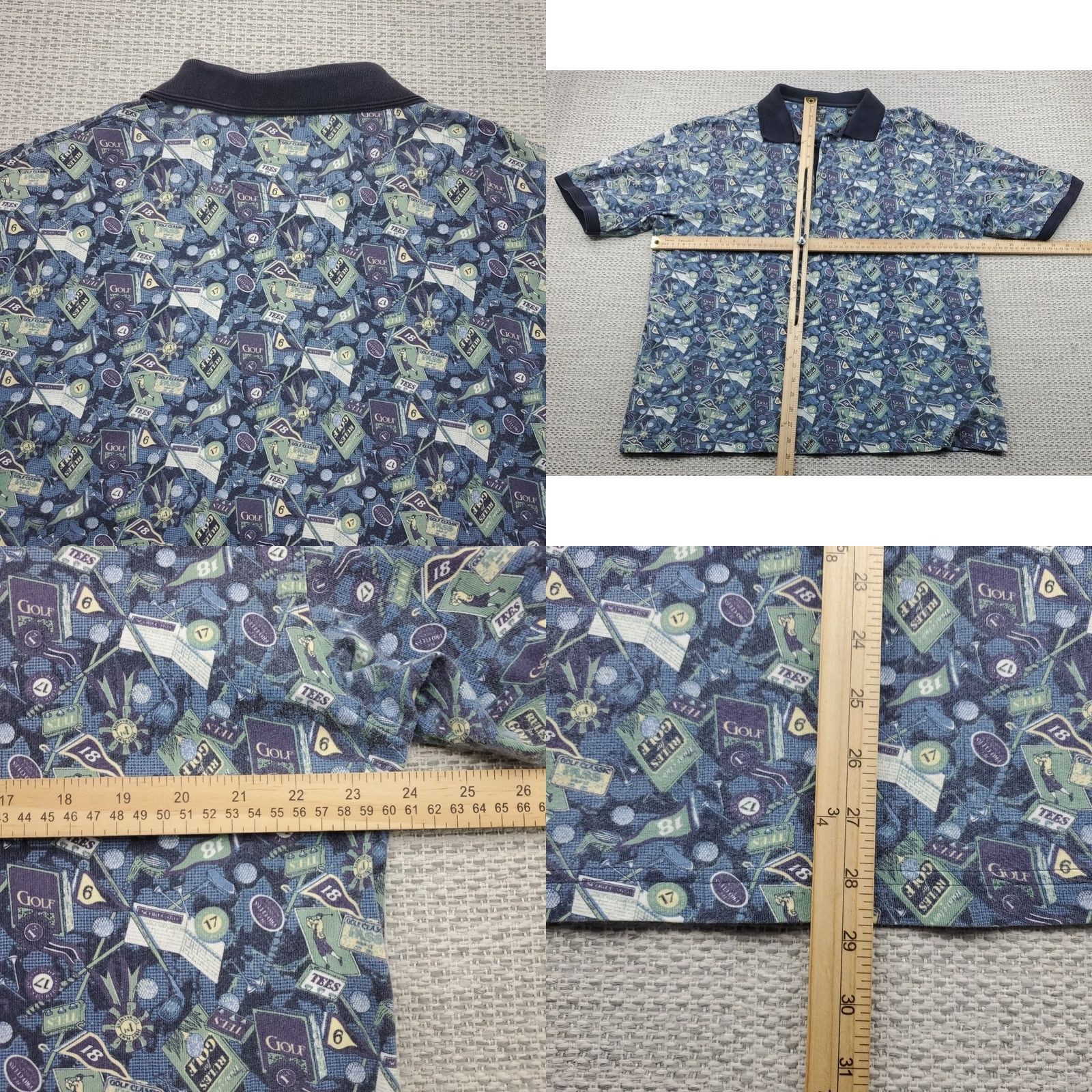 Haggar VINTAGE Haggar Cool 18 Performance Polo Shirt Mens L Short Sleeve All Over Golf Print Shirt Size US L / EU 52-54 / 3 - 8 Thumbnail