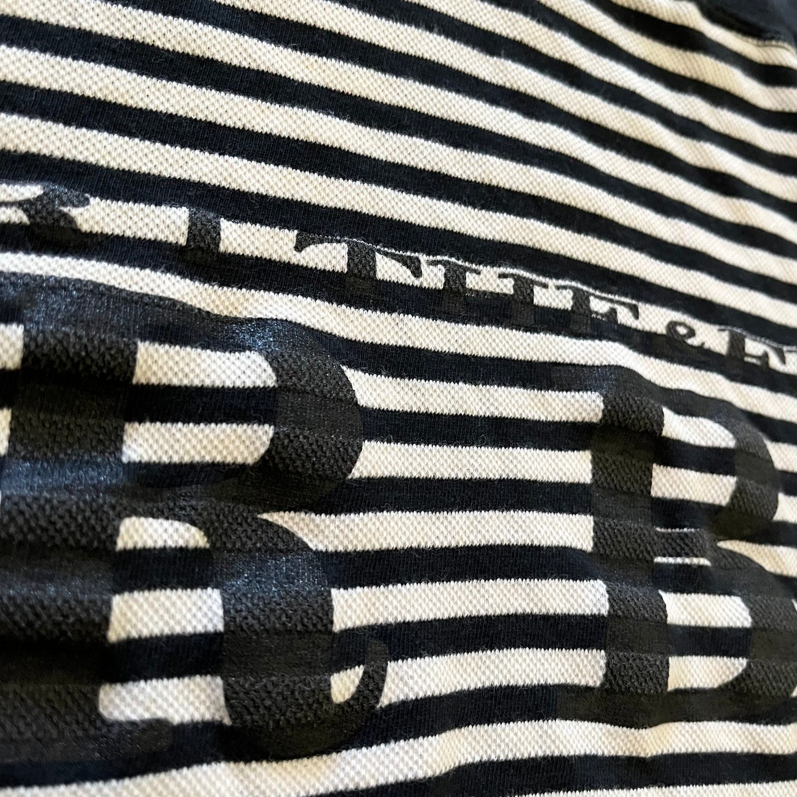 Marithe + Francois Girbaud × Vintage 1990s Marithe Francois Girbaud Black White Stripe Knit Top Size US L / EU 52-54 / 3 - 8 Thumbnail
