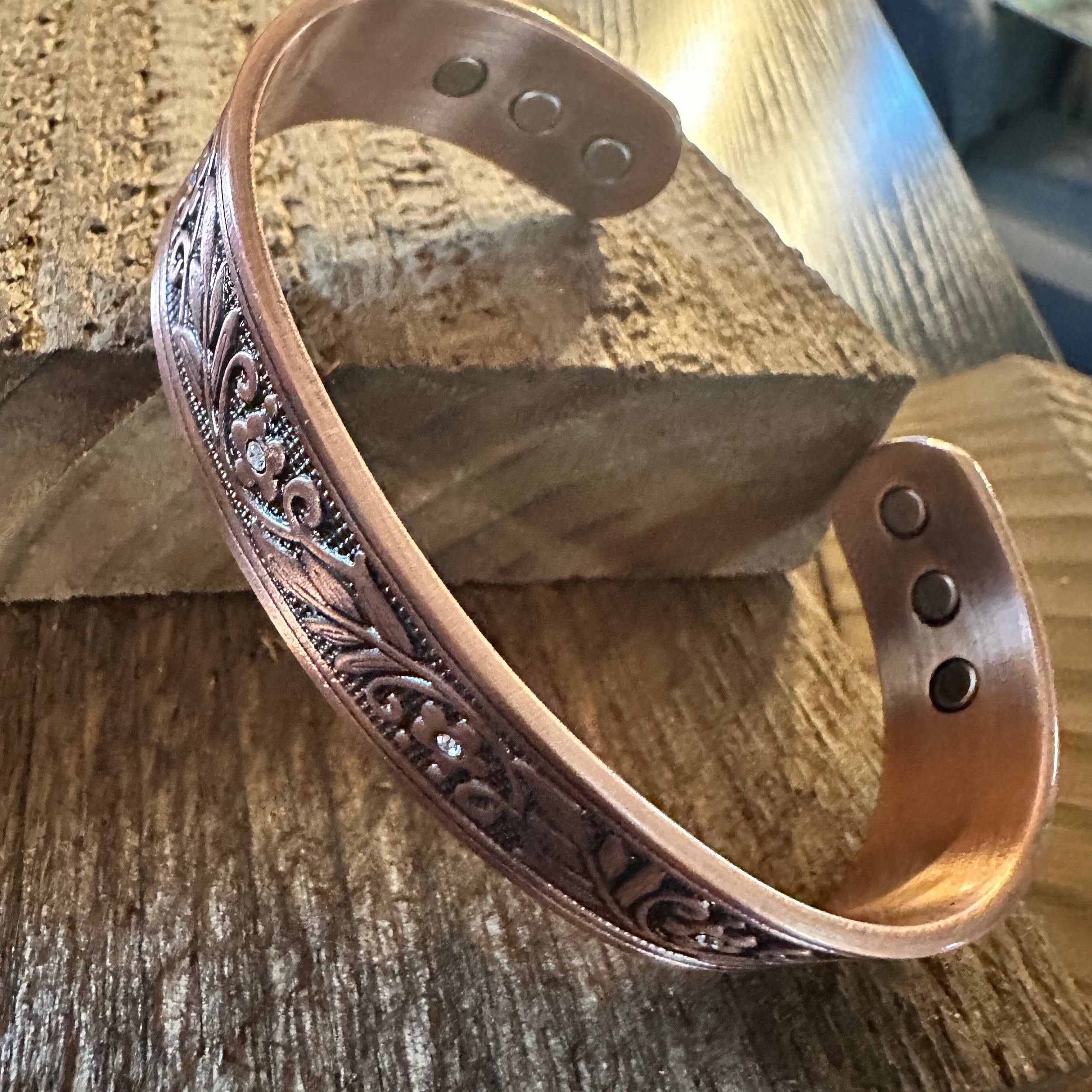 Other Boho Copper Floral Cuff Bangle Bracelet, Arthritis Relief, G Size ONE SIZE - 8 Thumbnail