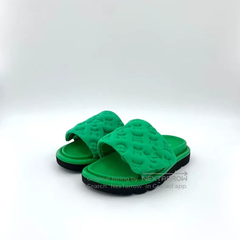 Louis Vuitton Louis Vuitton Green logo presbyopic embossed flat slippers Size US 5.5 / IT 35.5 - 1 Thumbnail