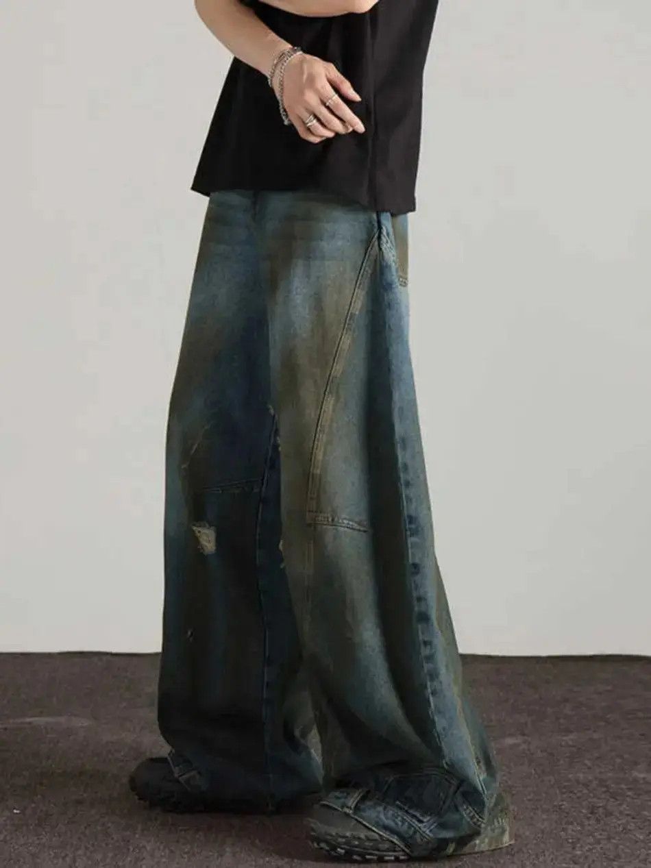 Japanese Brand Retro straight leg wide leg ripped jeans Size US 32 / EU 48 - 3 Thumbnail