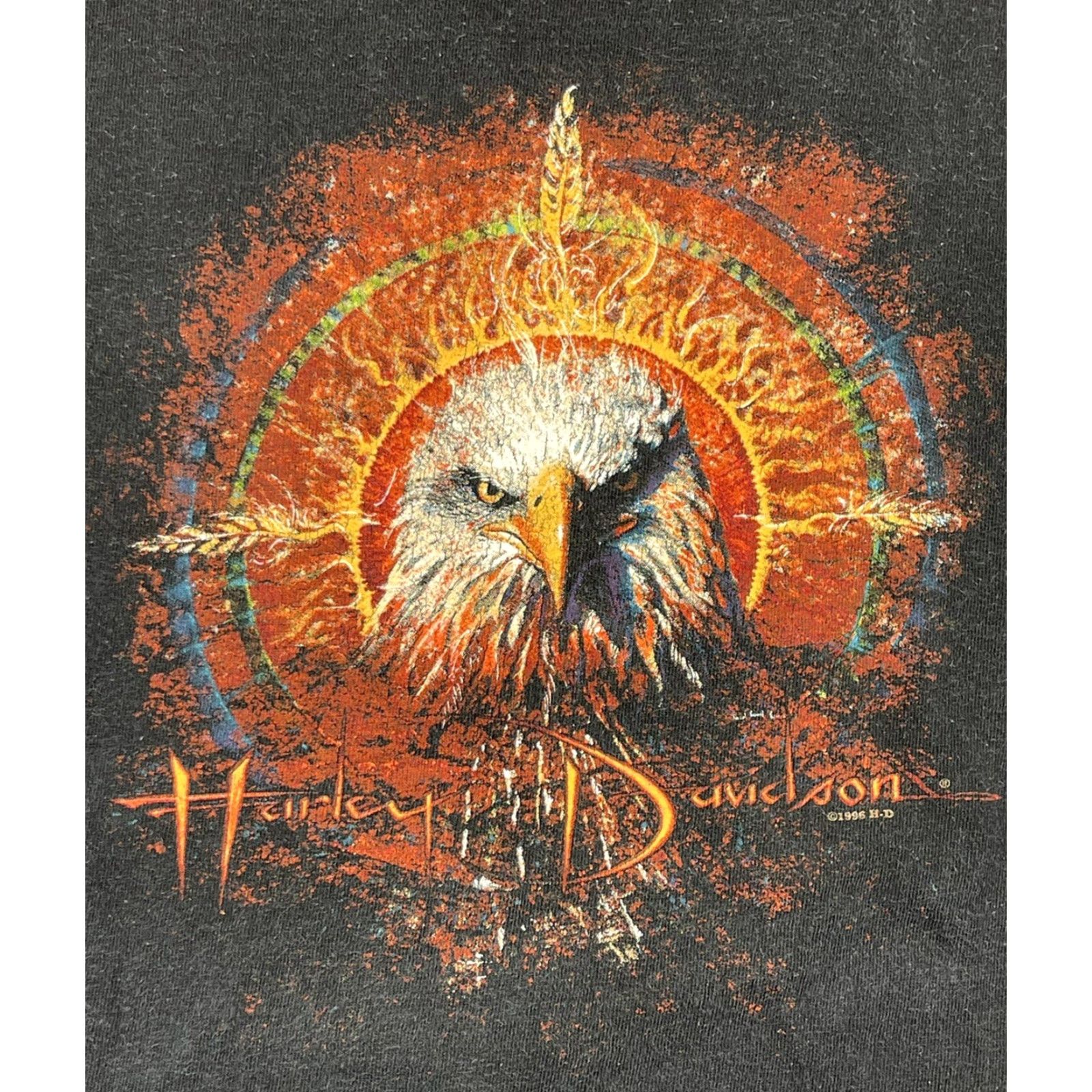 Harley Davidson VINTAGE 1996 Harley-Davidson Screamin' Eagle T-Shirt Black 2XL 90s Double-Sided Mens Size US XXL / EU 58 / 5 - 2 Thumbnail