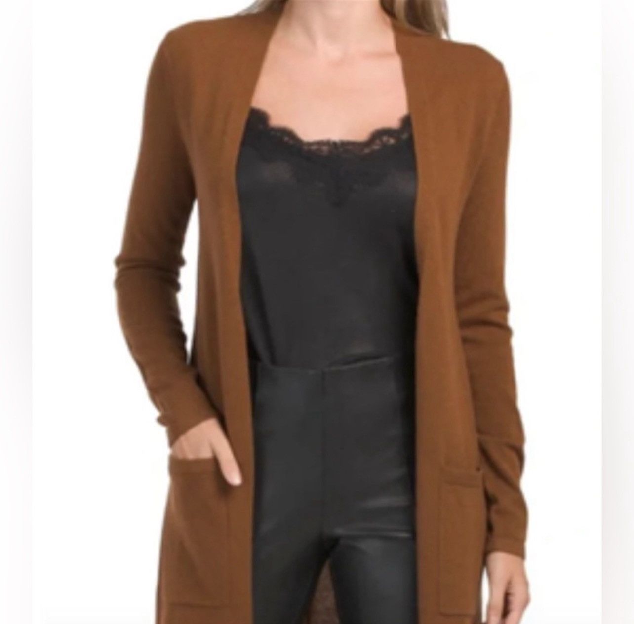 Theory THEORY Cashmere Long Open Fronted Brown Cardigan Sweater Size XS / US 0-2 / IT 36-38 - 10 Thumbnail