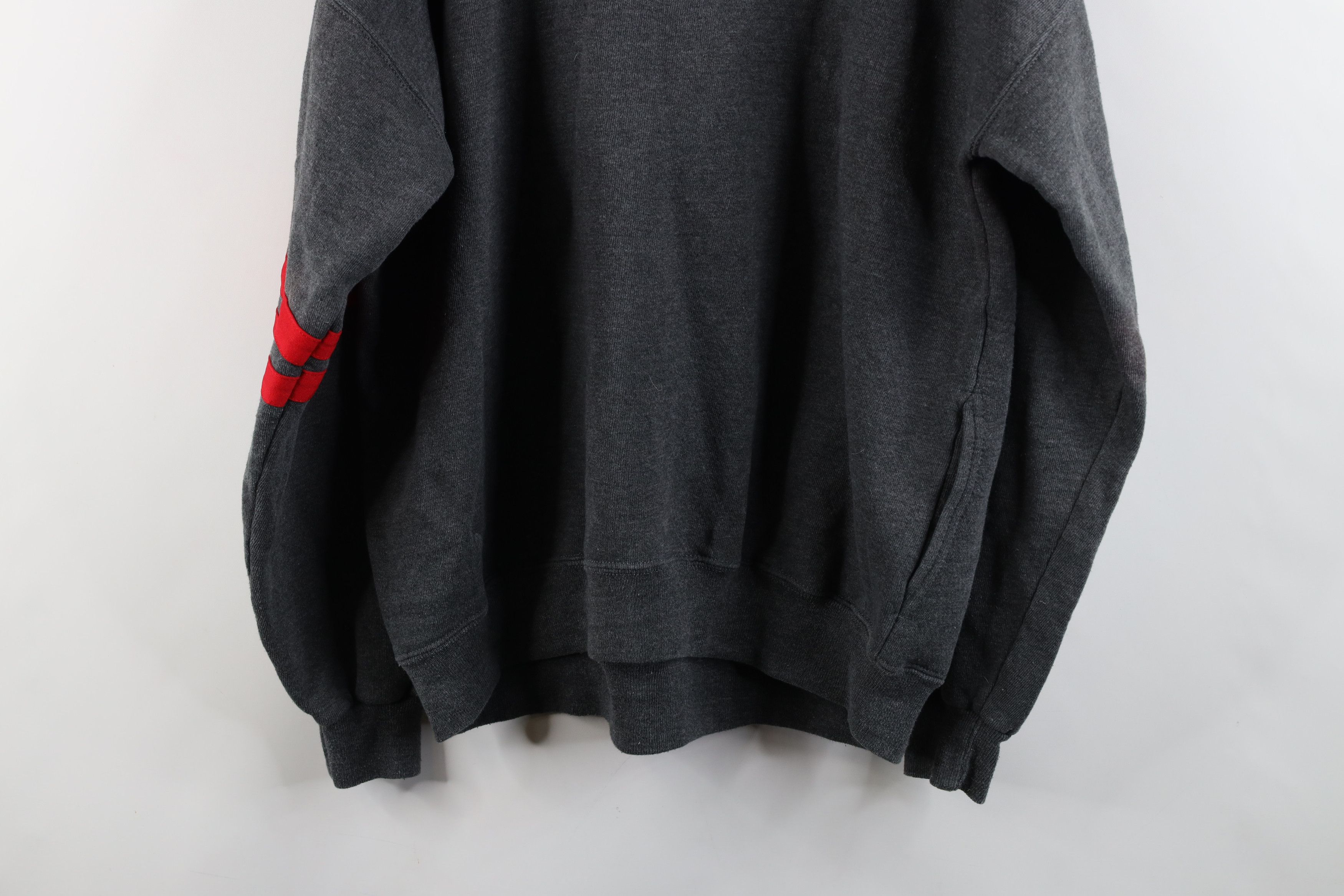 Vintage Vintage 90s Streetwear Striped Crewneck Sweatshirt Gray USA Size US XL / EU 56 / 4 - 13 Thumbnail