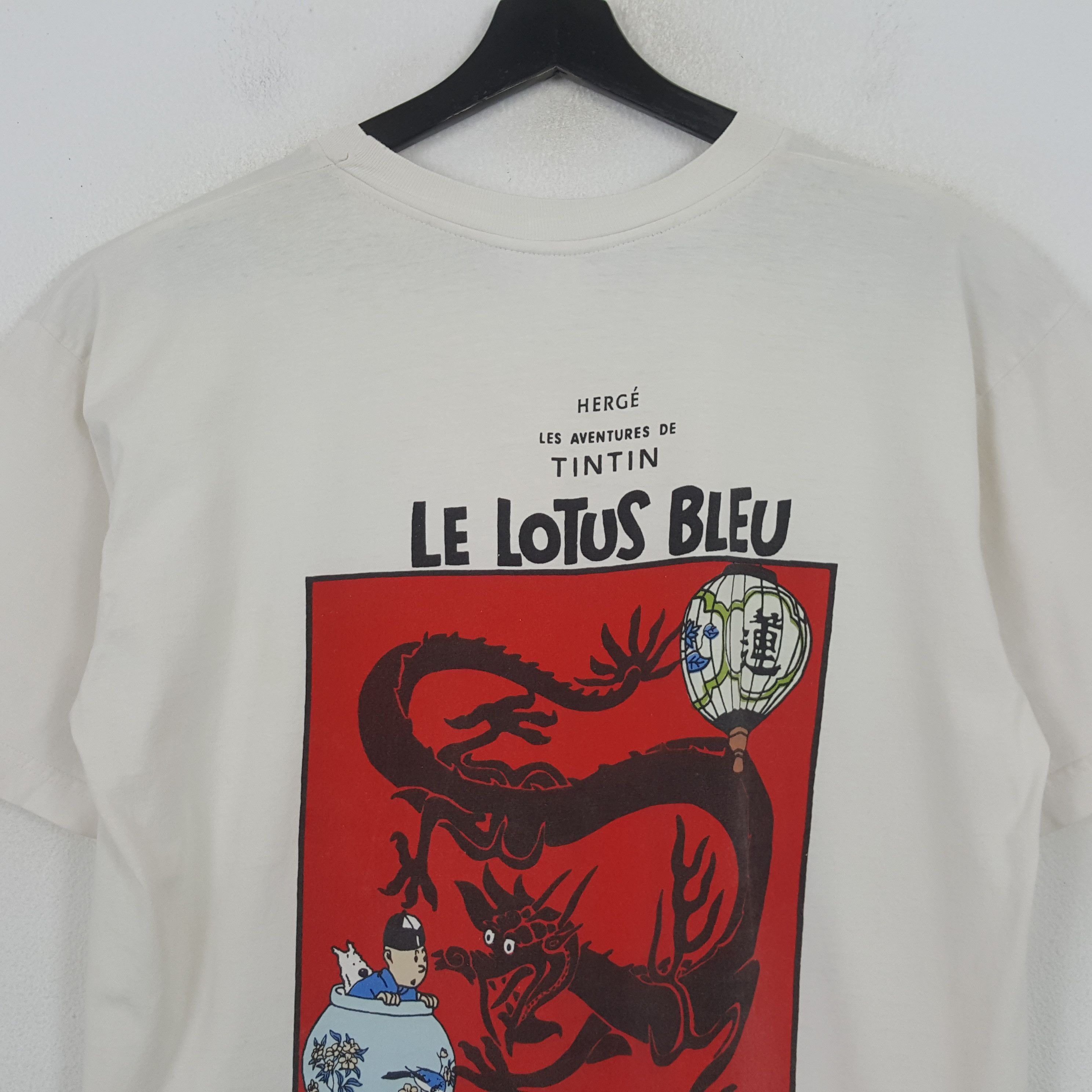 Vintage The Adventure Of Tintin Le Lotus Blue Tshirt RR21 Size US L / EU 52-54 / 3 - 2 Thumbnail