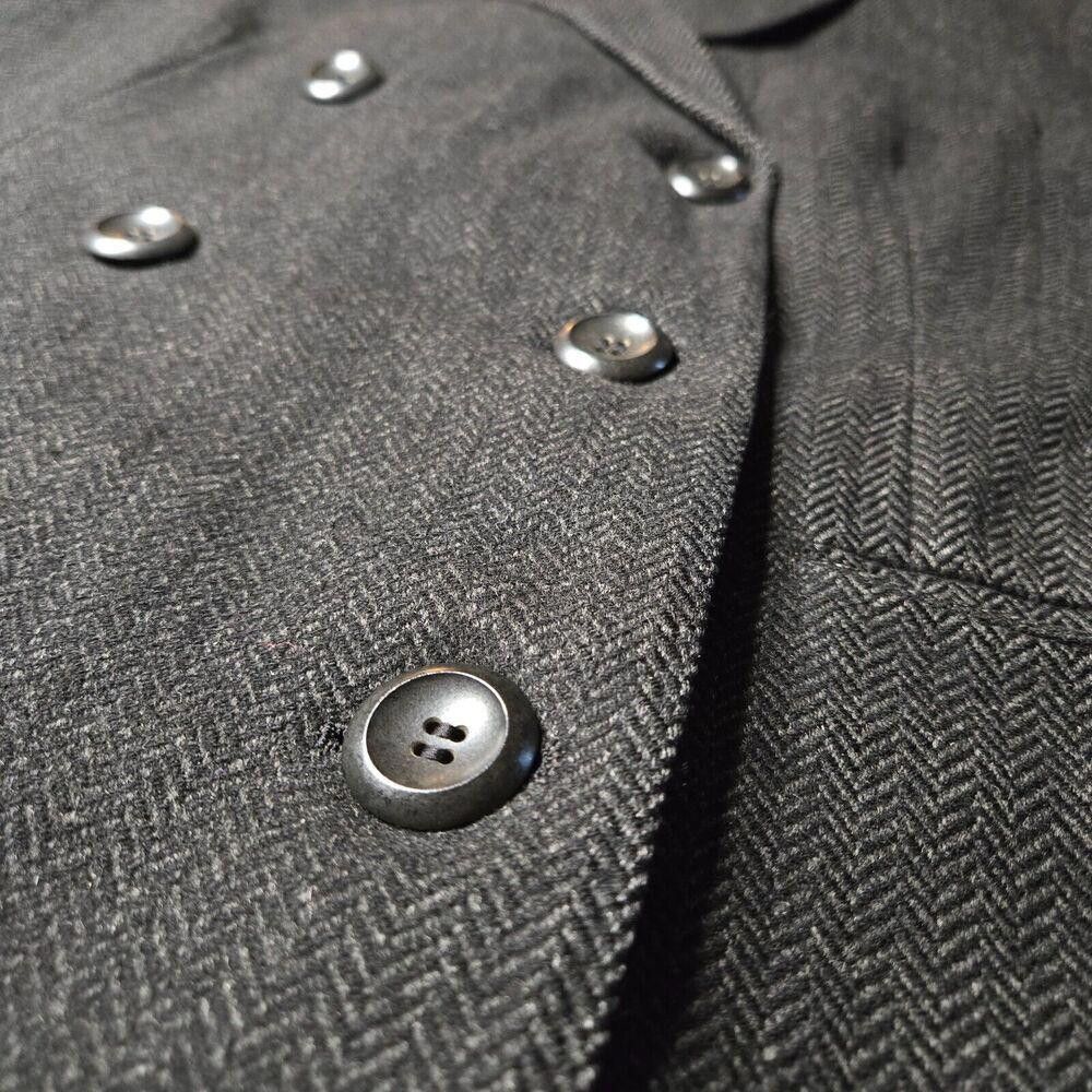 Designer Vintage Made in England Men's Wool Pea / Overcoat Black C2 Size US L / EU 52-54 / 3 - 3 Thumbnail