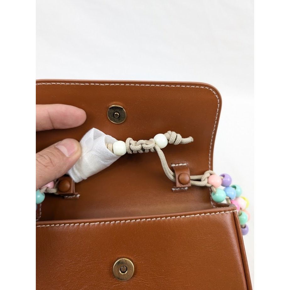 Palm Angels o1rshd1 Q: 2/Size: OS / Beads Strap Crash Bag in Brown/White Size ONE SIZE - 13 Thumbnail