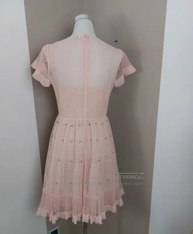 Valentino Valentino Pink studded beaded short-sleeved dress Size L / US 10 / IT 46 - 3 Thumbnail