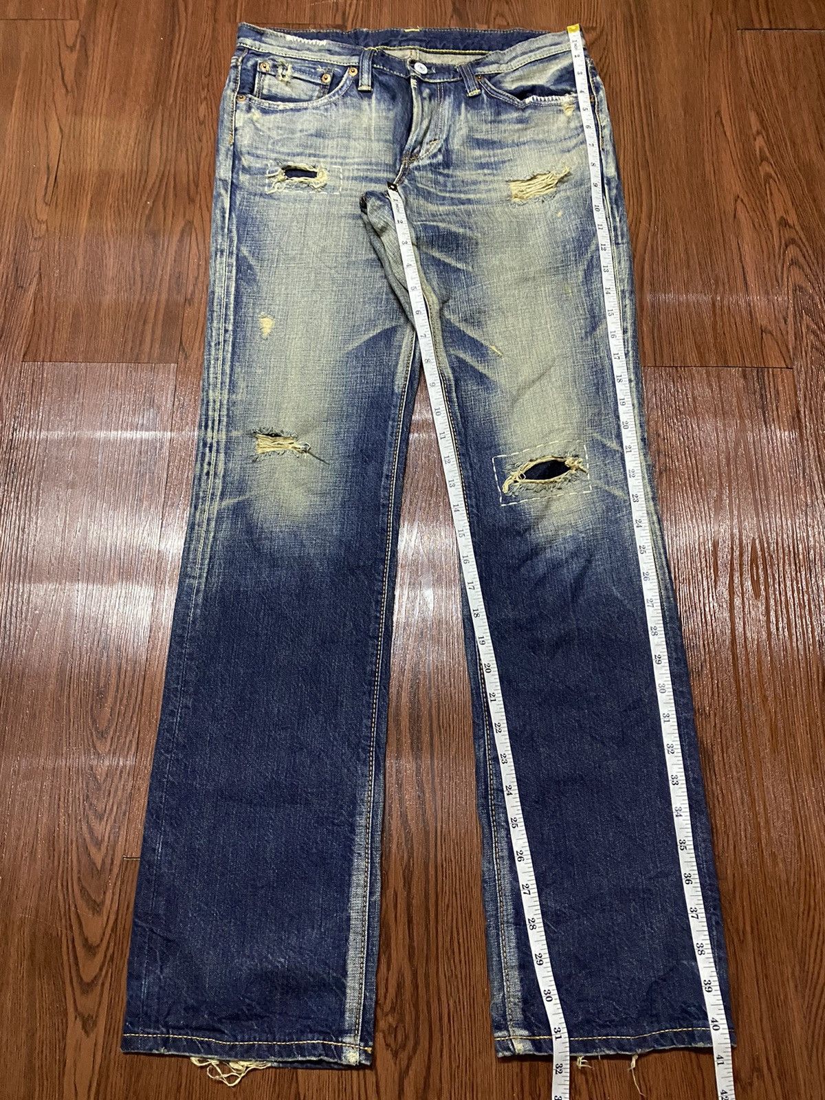 Japanese Brand Vintage Japanesed Brand Edwin MudWash Distressed Fit Jeans Size US 31 - 14 Thumbnail