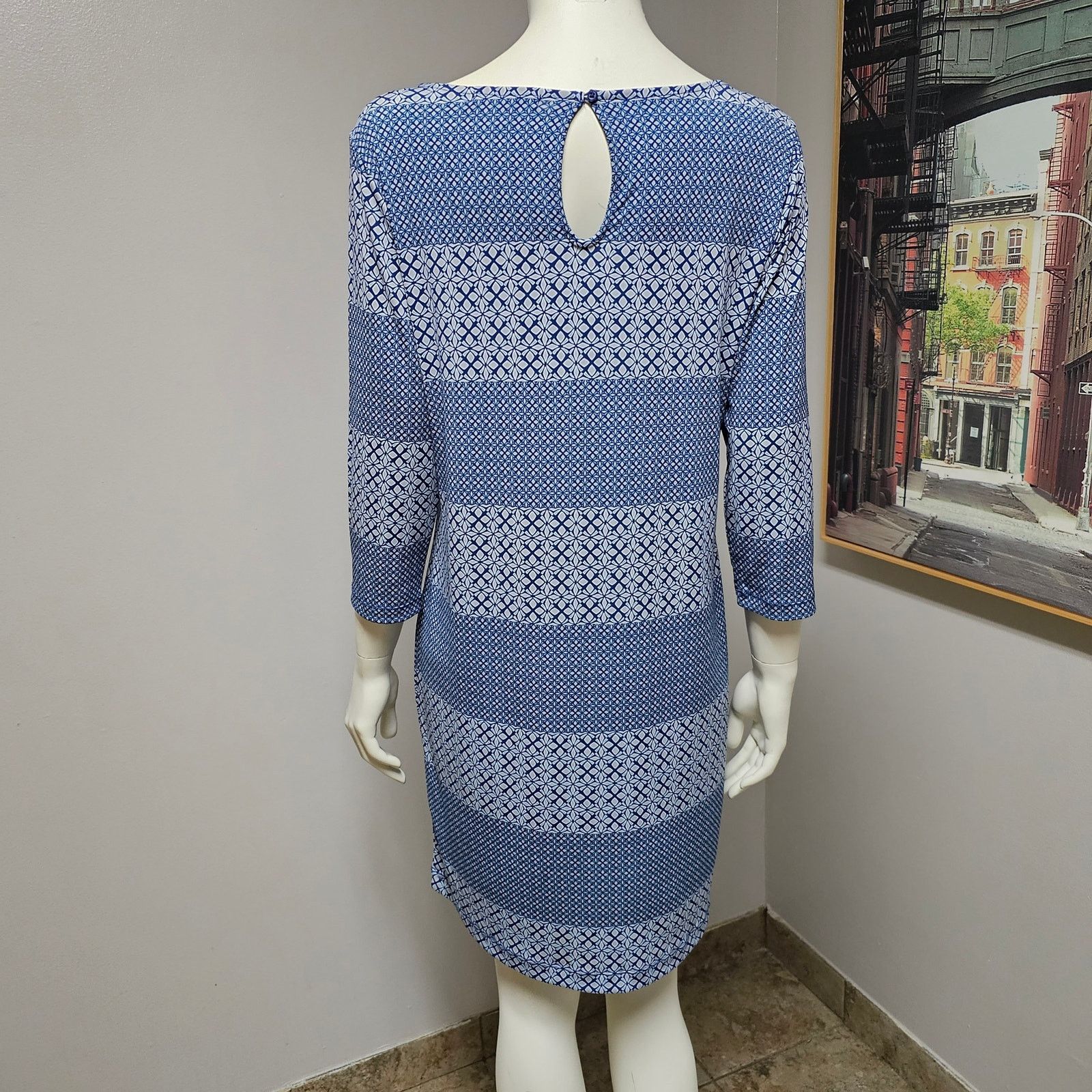Banana Republic Banana Republic Shift Dress Blue Stripe 3/4 sleeves sz Small Size S / US 4 / IT 40 - 2 Thumbnail