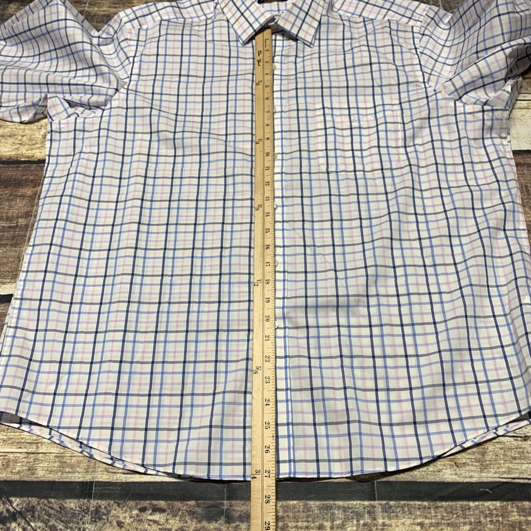 Club Room Club Room Shirt Men's XL White Blue Plaid Button-Front Casual Size US XL / EU 56 / 4 - 4 Thumbnail