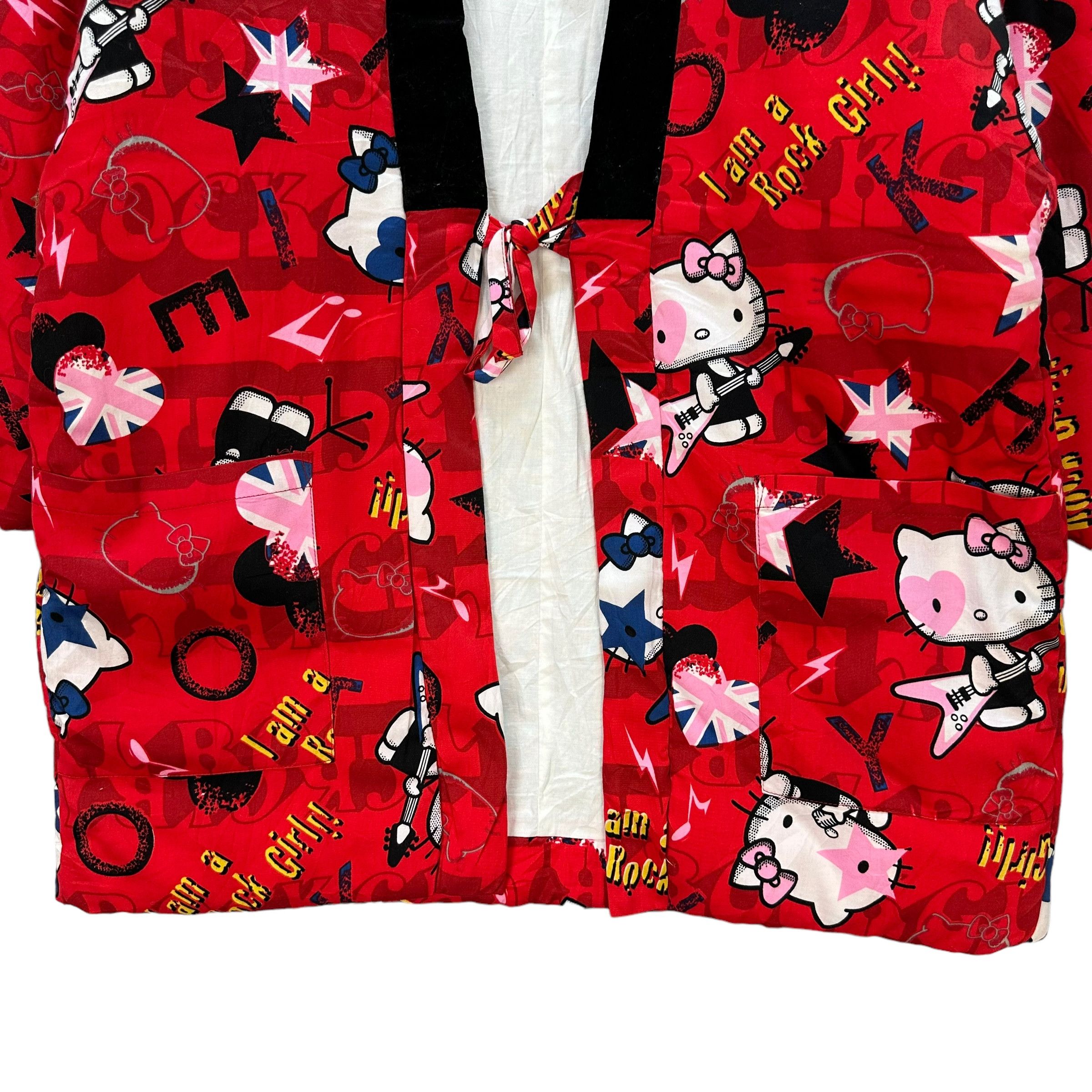Japanese Brand HELLO KITTY ROCK GIRL FULLPRINT RED KIMONO JACKET #9119-58 Size L / US 10 / IT 46 - 3 Thumbnail