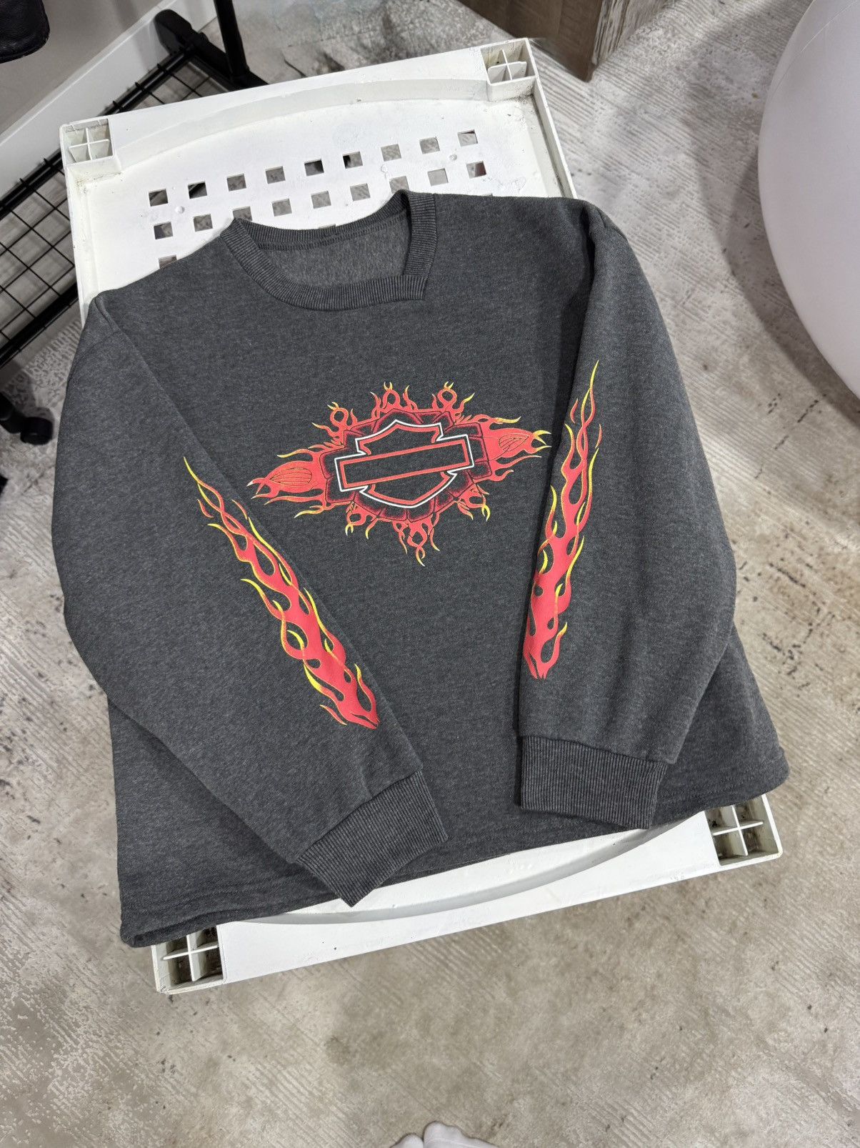 Vintage Harley Davidson Flame Big Logo Hoodie Fire Sleeves