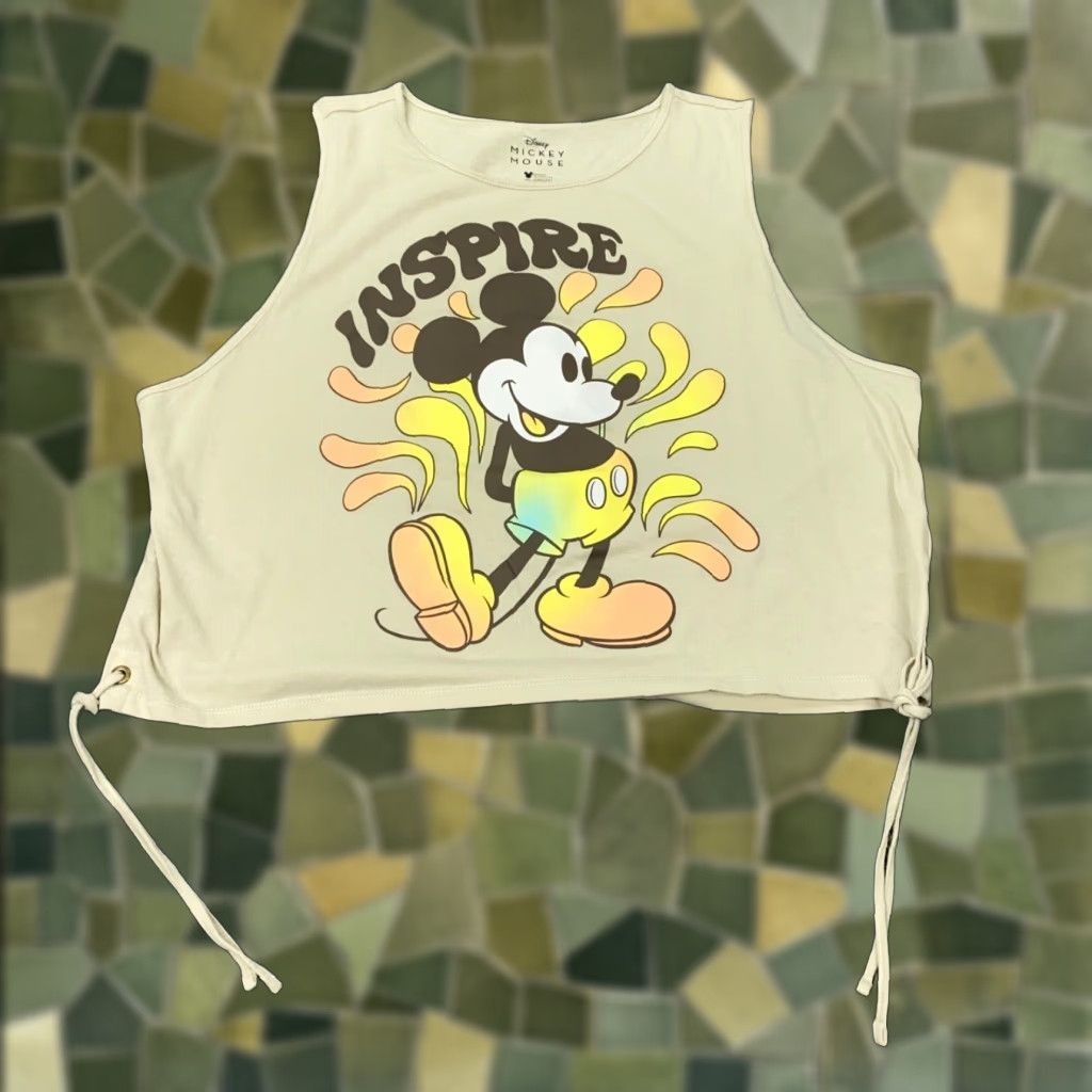 Disney Disney Mickey Mouse Shirt Juniors Size 21 Womens Beige Sleeveless Tank Crop Top Size 3XL / US 20-22 - 1 Thumbnail