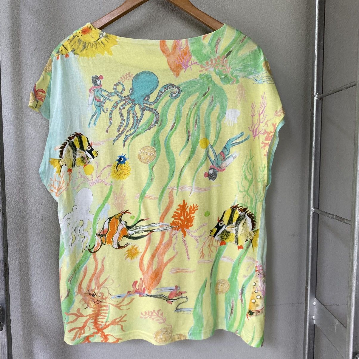 Tsumori Chisato TSUMORI CHISATO Yellow Ocean Print Short Sleeve Blouse Size XS / US 0-2 / IT 36-38 - 11 Thumbnail