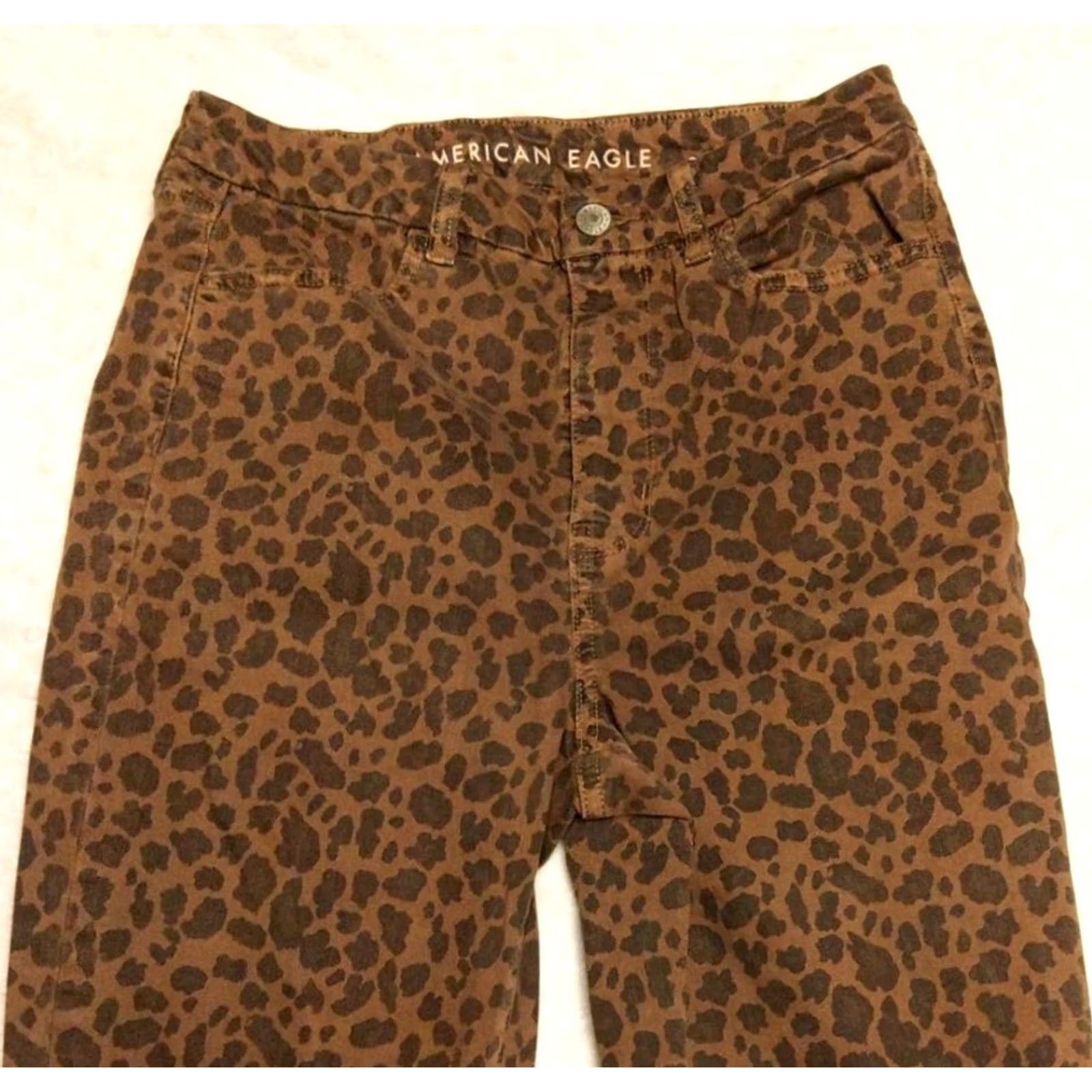 American Eagle Outfitters American Eagle Women 8 Curvy Super Hi-Rise Jegging Leopard Animal Print Denim Jeans 5-Pocket Slim Rise High Brown Size 28" / US 6 / IT 42 - 4 Thumbnail