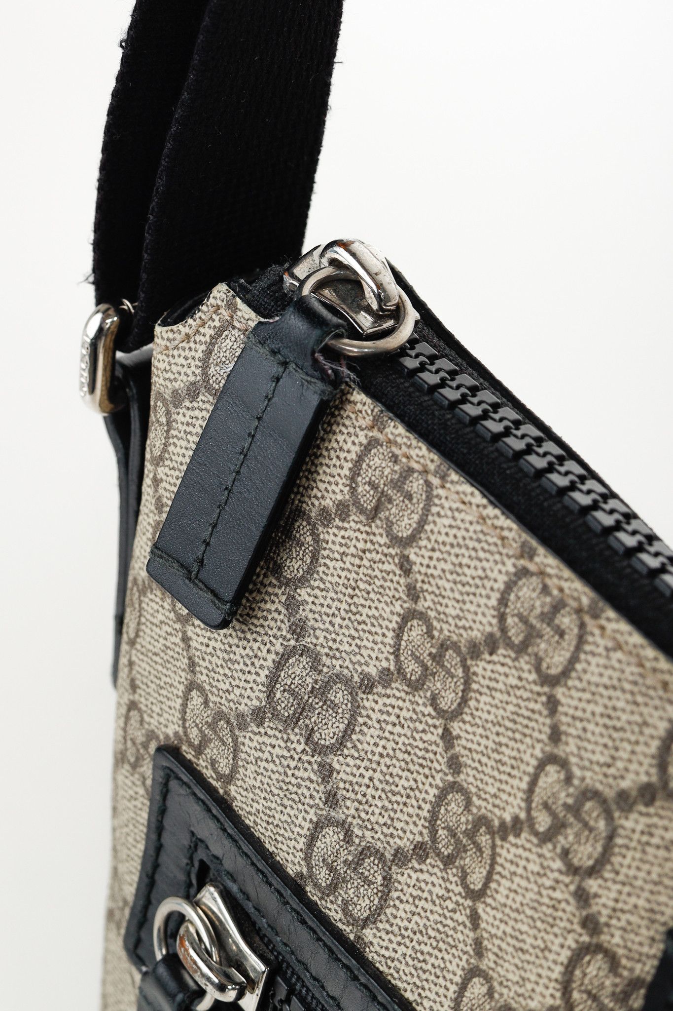 Gucci Gucci GG Supreme Monogram Leather Trim Flat Messenger Bag Size ONE SIZE - 10 Thumbnail