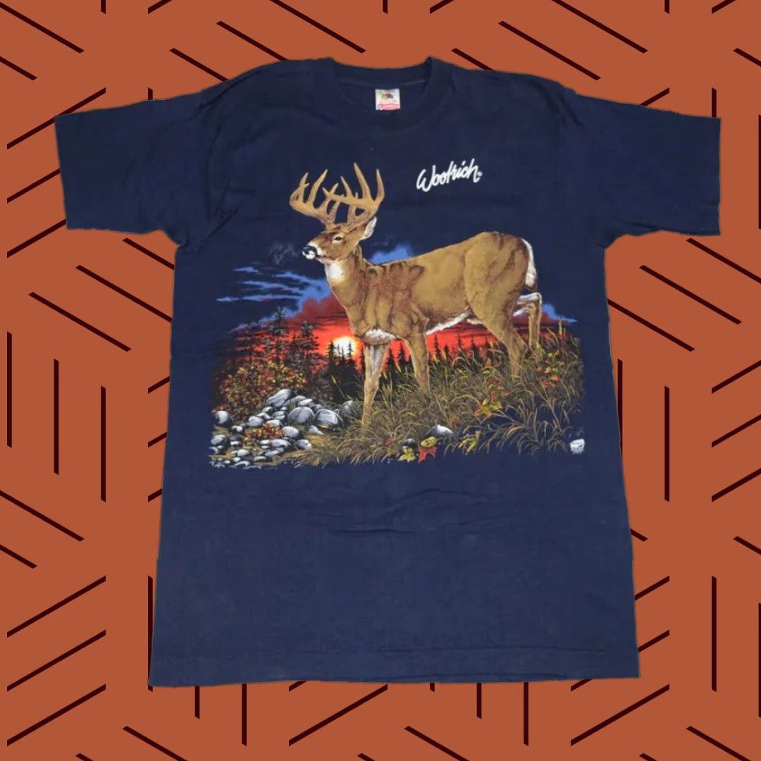 Fruit Of The Loom VINTAGE Fruit of the Loom Woolrich Deer Hunting Graphic T-Shirt Men Large Navy 90s Outdoor Size US L / EU 52-54 / 3 - 1 Thumbnail