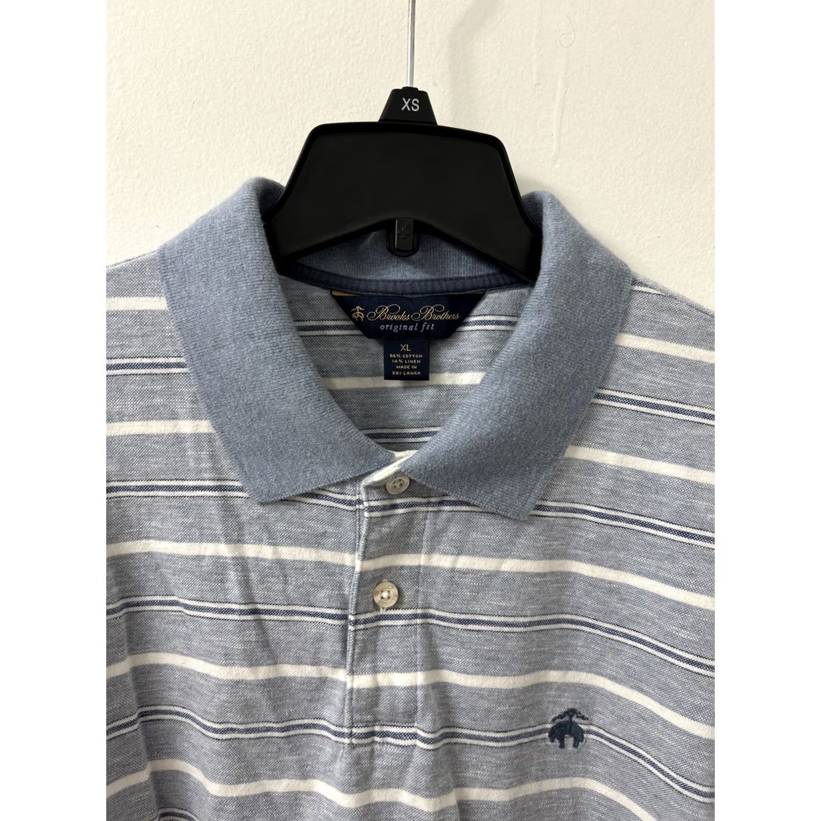 Brooks Brothers Brooks Brothers Polo Shirt Mens XL Blue Striped Linen Blend Regular Fit S/S Polo Shirt Swinging Golf Casual Size US XL / EU 56 / 4 - 5 Thumbnail