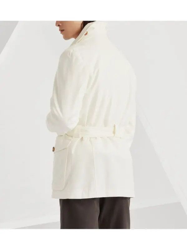 Brunello Cucinelli o1y0526 Belted Jacket in White Size US M / EU 48-50 / 2 - 4 Thumbnail