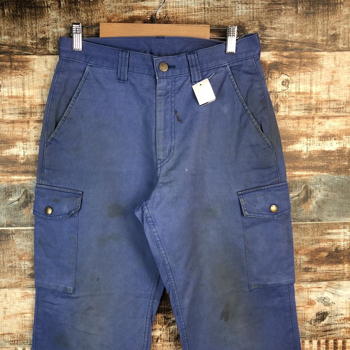 Japanese Brand DL After O Blue Cargo Multipocket Pants #C1227 Size US 29 - 4 Thumbnail