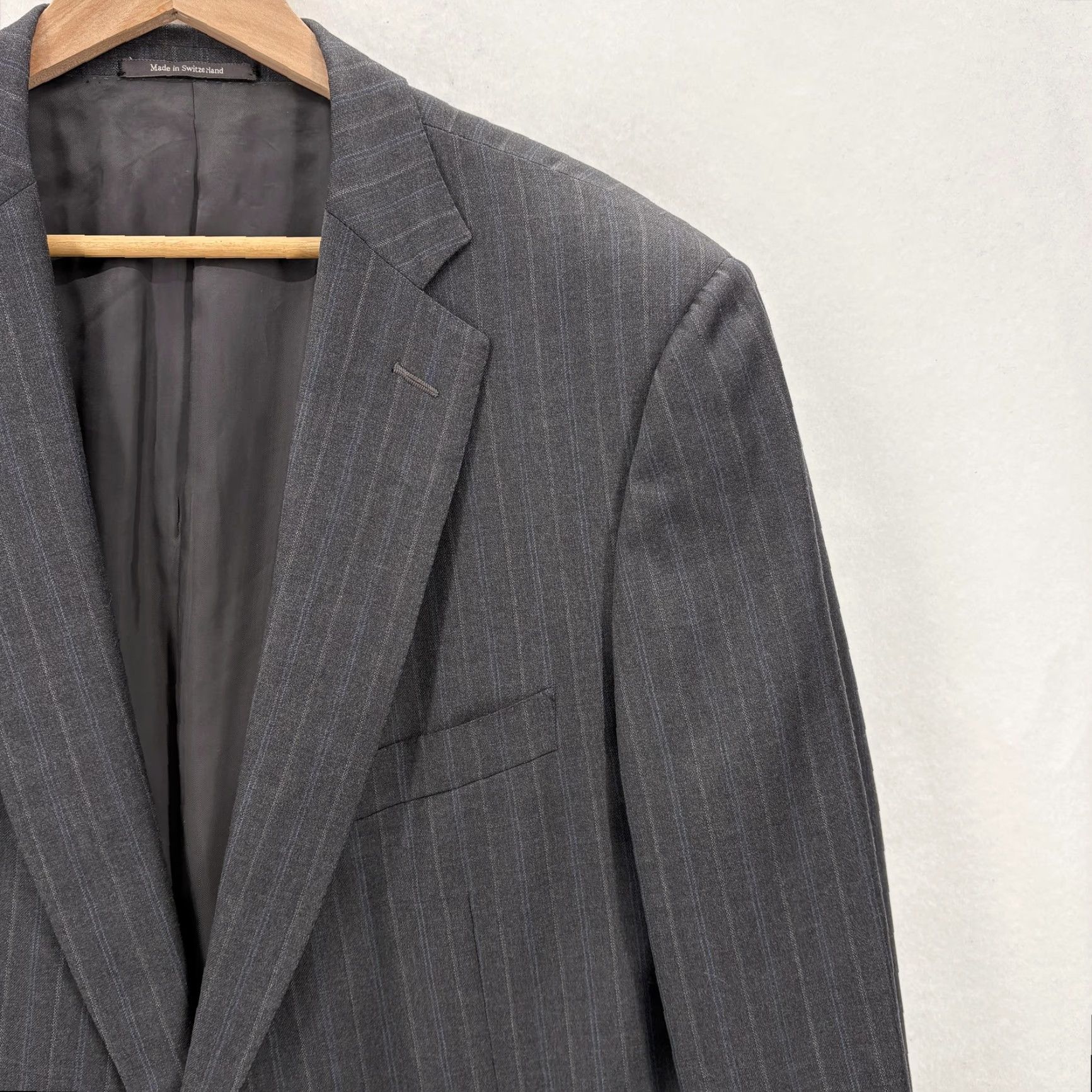 Ermenegildo Zegna Ermenegildo Zegna Blazer Mens 44L Gray Pinstripe Trofeo Wool Made Switzerland Size 44R - 2 Thumbnail