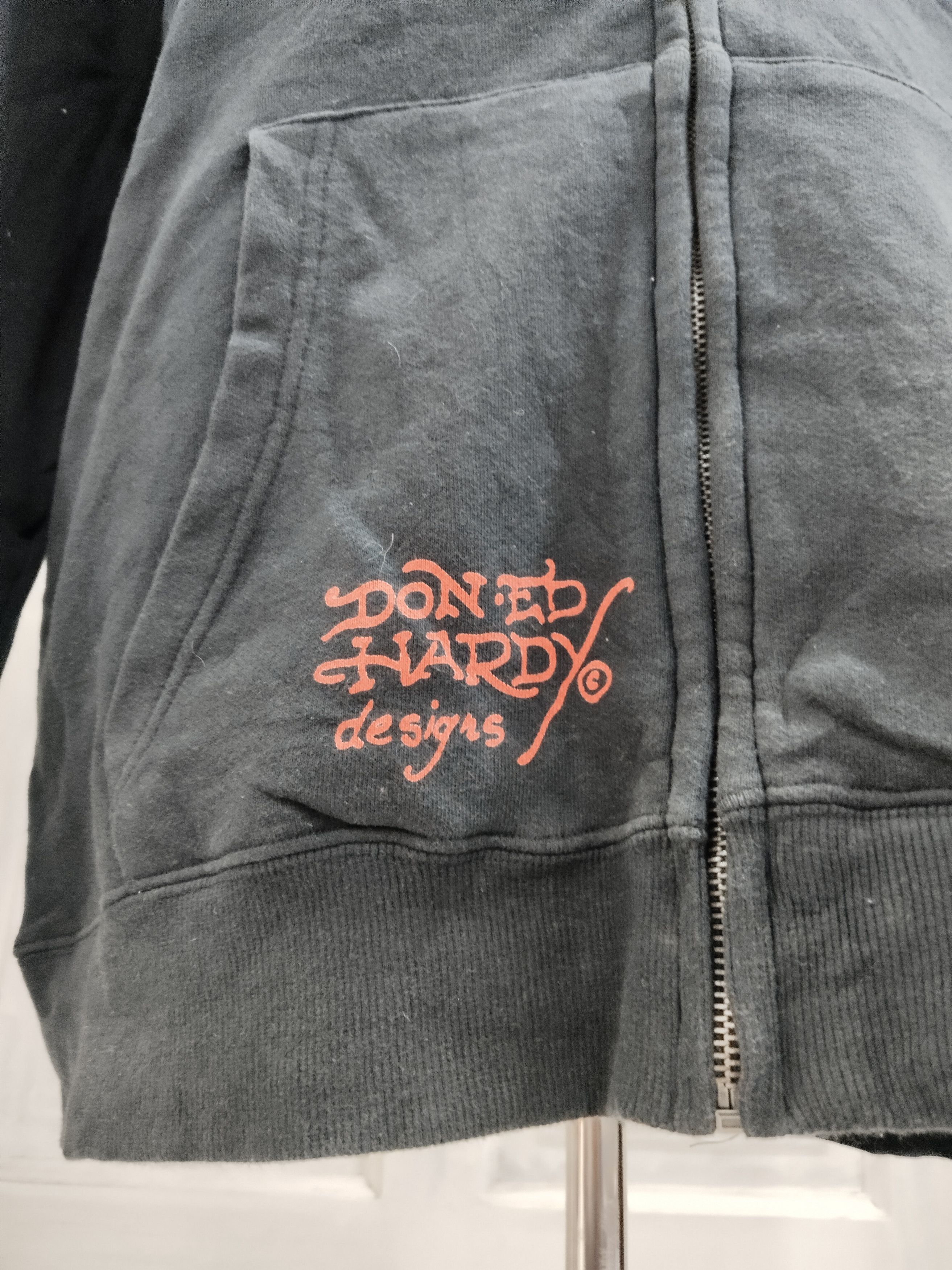 Ed Hardy × Japanese Brand Vintage Ed Hardy Spell Out Logo Zipper Hoodie Sweater Size US XXL / EU 58 / 5 - 4 Thumbnail