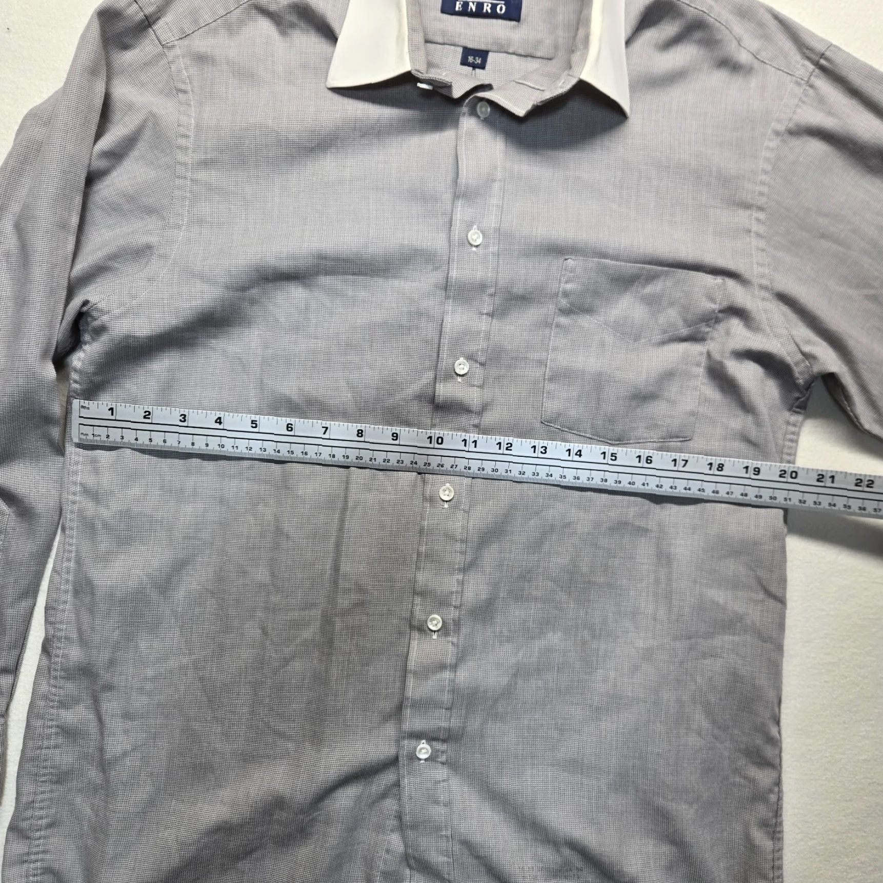 Enro ENRO Solid Gray Long Sleeve Button-Up Shirt Men Size 16 34 Adult Cotton Shirt Mens Gray 16 34 Size US L / EU 52-54 / 3 - 4 Thumbnail