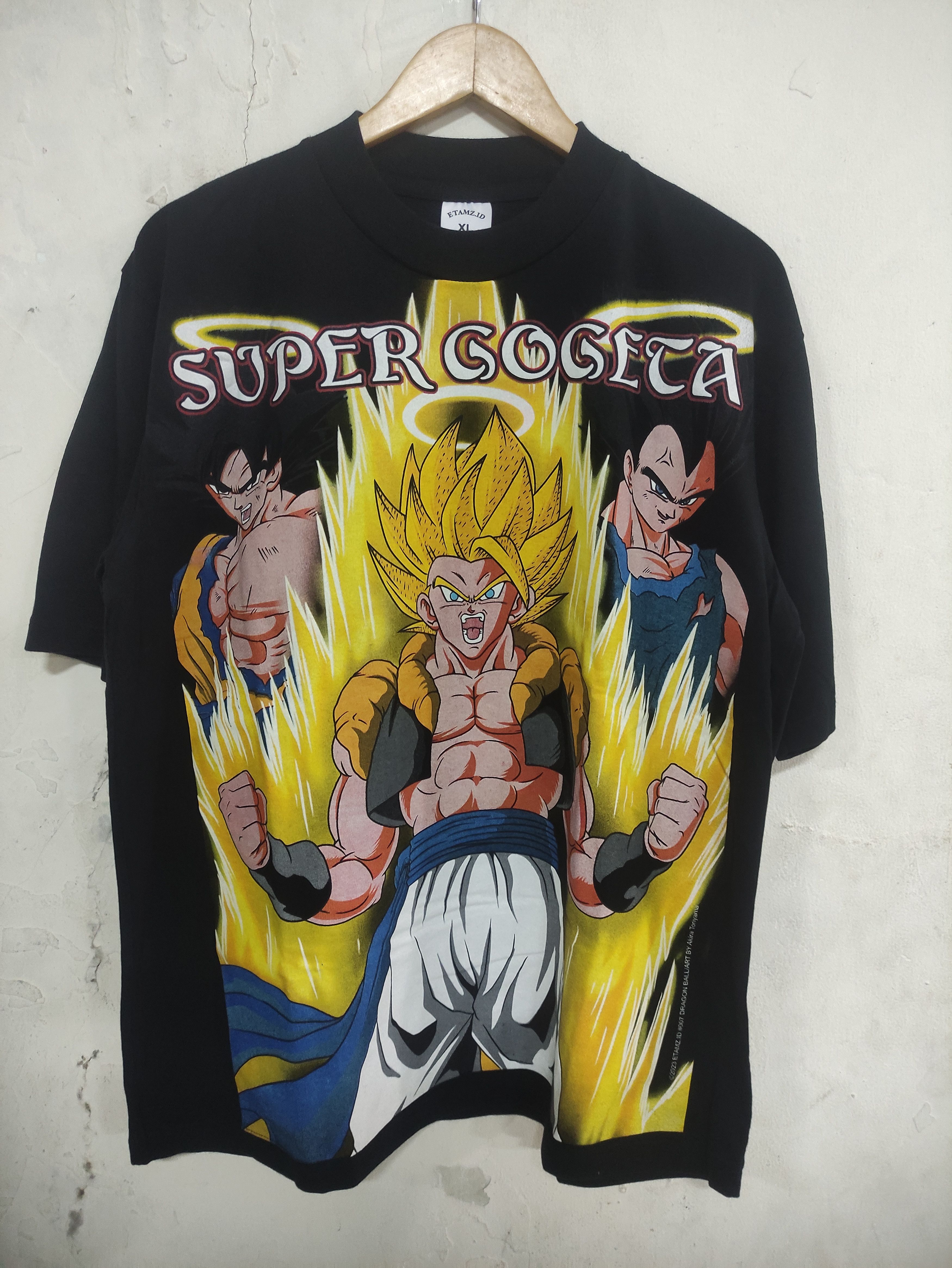 image of Anima x Vintage Dragon Ball Gt Super Gogeta Bootleg in Black, Men's (Size XL)