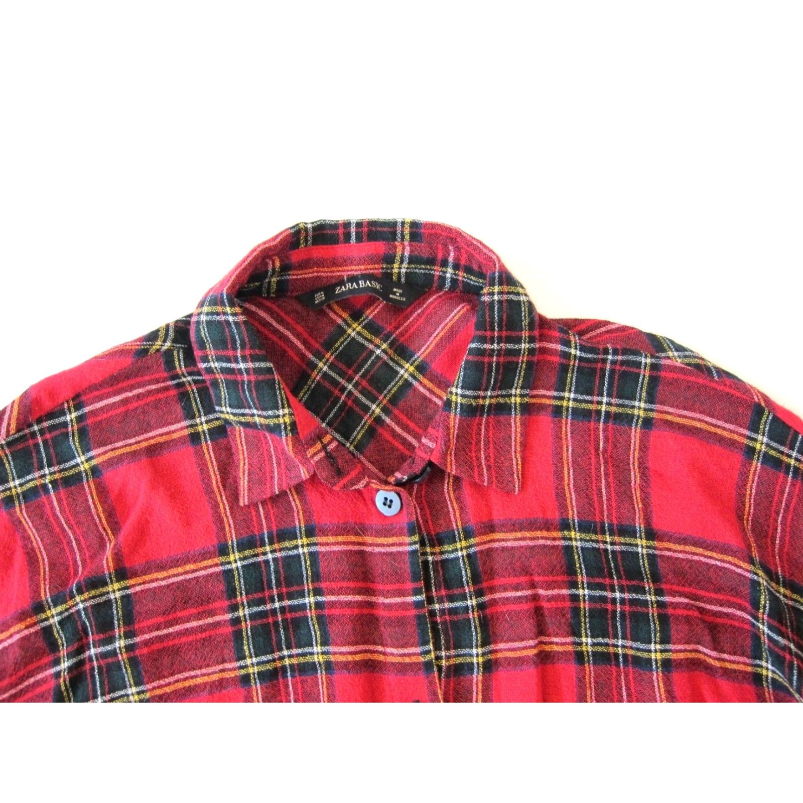 Zara Zara Basics Wool Blend Red Plaid Button Down 3/4 Sleeve Blouse M Womens Size M / US 6-8 / IT 42-44 - 6 Thumbnail