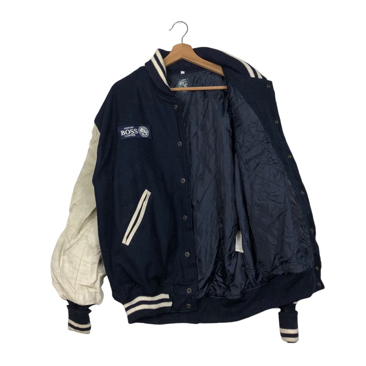 Japanese Brand 📌Vintage Leather Jacket Bomber Suntory Boss Coffee Big Logo Size US L / EU 52-54 / 3 - 12 Thumbnail