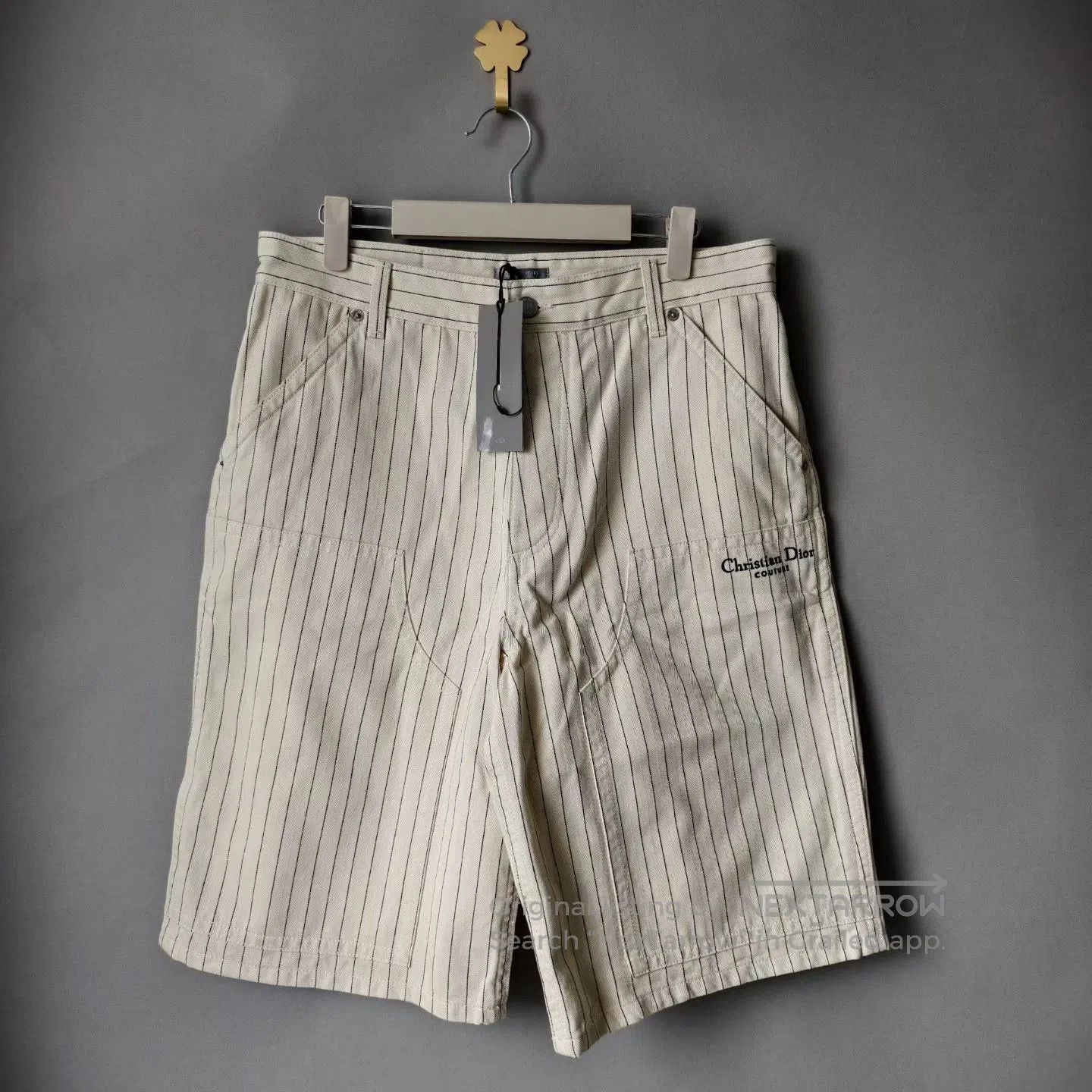 Dior Dior Striped Embroidered Logo Cargo Shorts| Size US 31 - 1 Thumbnail