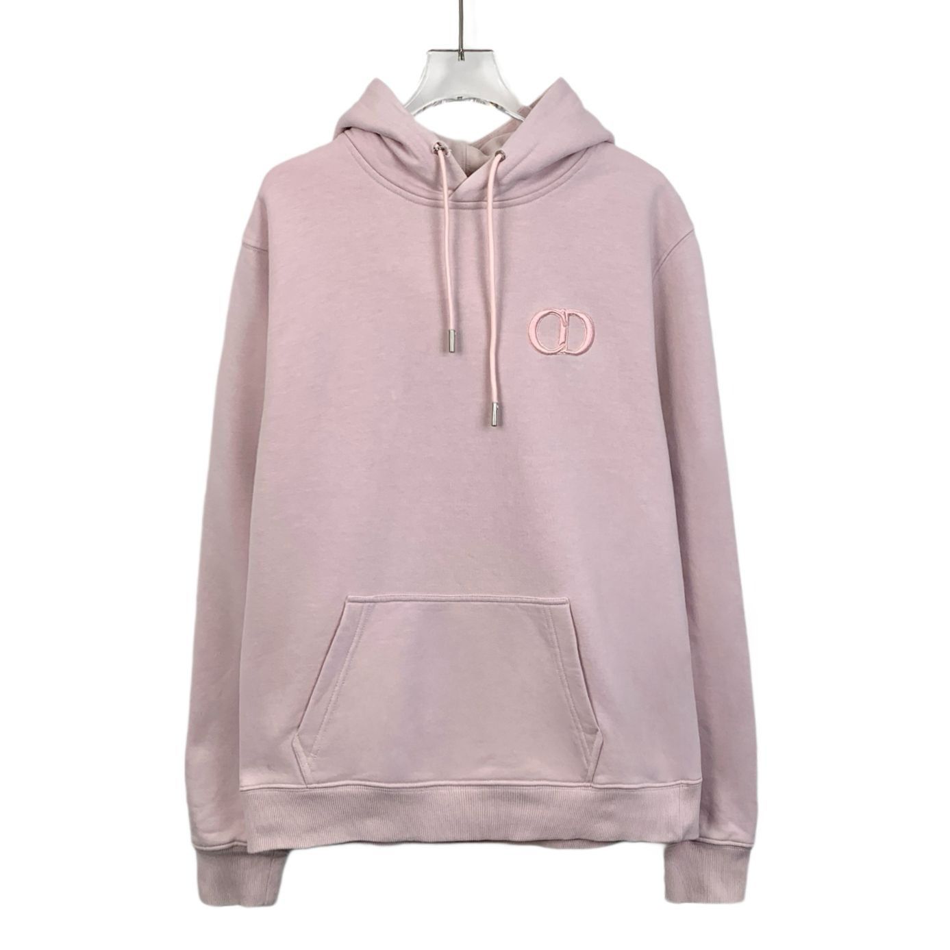 Dior Dior Pink Logo Embroidered Cotton Hooded Sweatshirt (Size L) Size L / US 10 / IT 46 - 1 Thumbnail