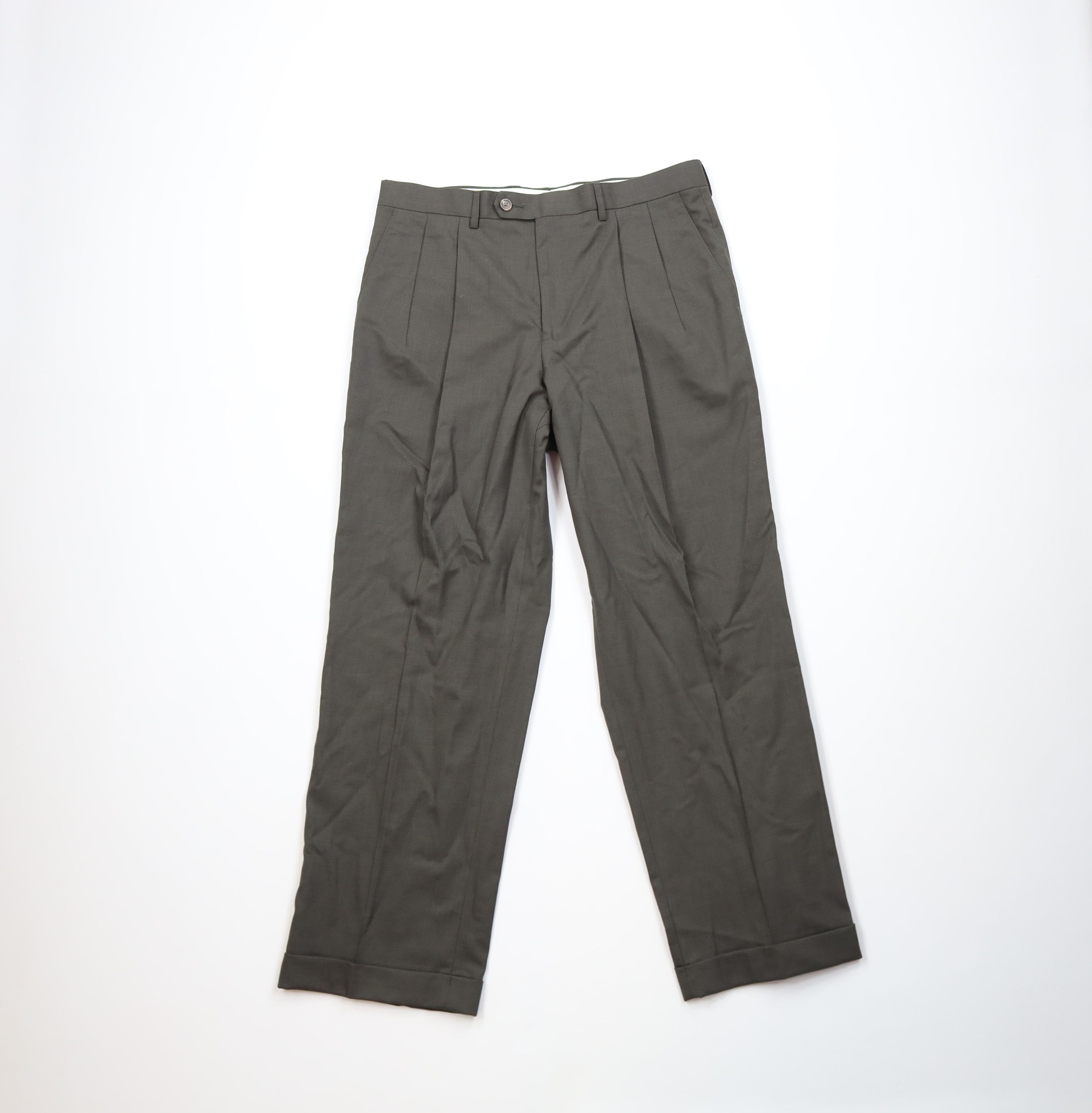Ralph Lauren Vintage 90s Ralph Lauren Cuffed Wool Wide Leg Chino Pants Size US 34 / EU 50 - 1 Thumbnail
