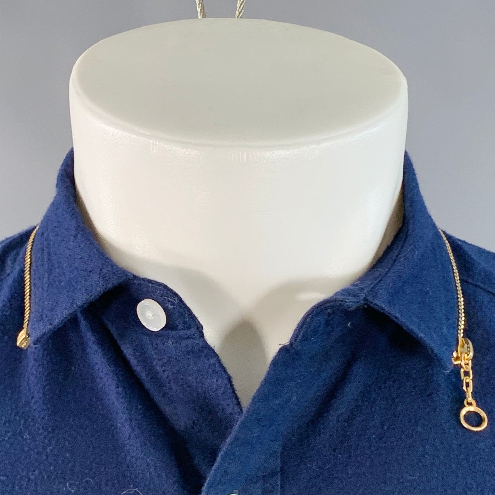 Kolor Size S Navy Gold Cotton Contrast Trim Long Sleeve Shirt Size US S / EU 44-46 / 1 - 2 Thumbnail