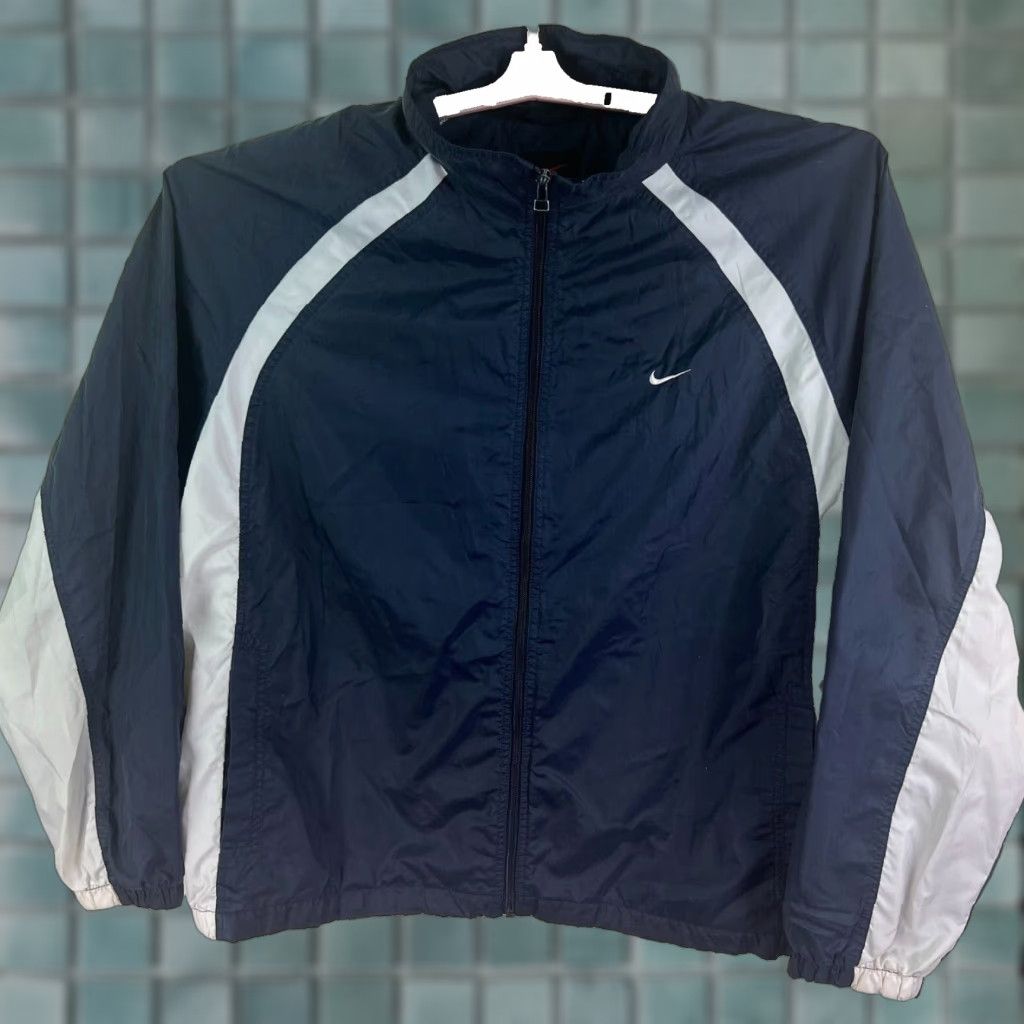Nike VINTAGE Nike Wind Breaker Full Zip Jacket Mens 2XL Blue Geometric 90s Retro Sports Windbreaker Dri-FIT Size US XXL / EU 58 / 5 - 1 Thumbnail