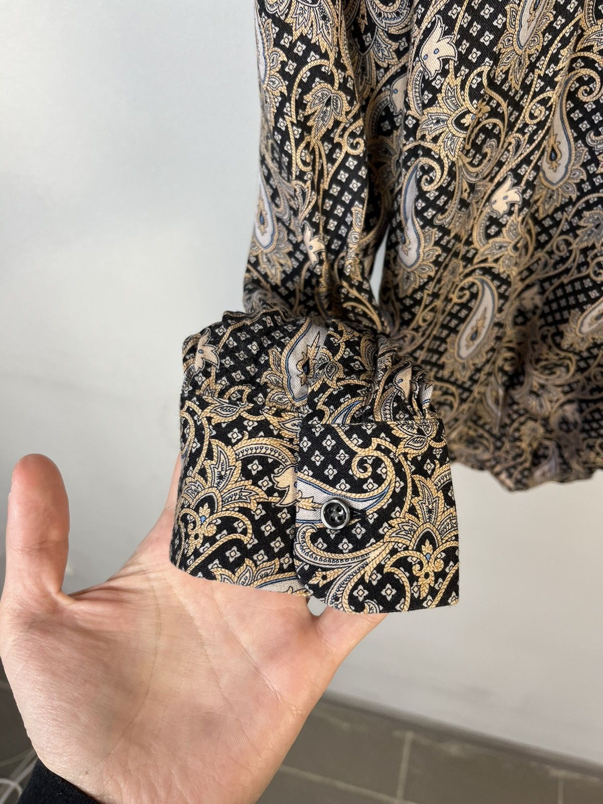Reiss Reiss Tate Viscose Paisley Long Sleeve Shirt Slim Fit Size US XL / EU 56 / 4 - 5 Thumbnail