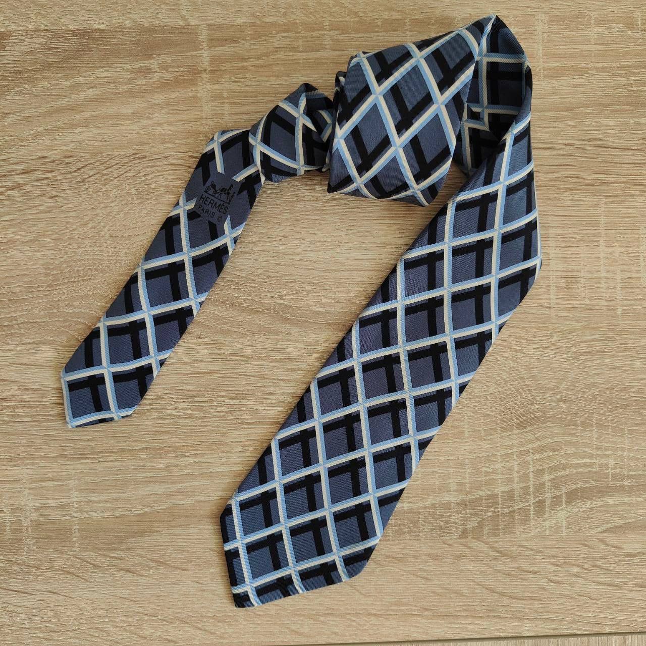 Hermes Hermes Paris Silk Tie 5309 TA Geometry Blue Size ONE SIZE - 2 Thumbnail