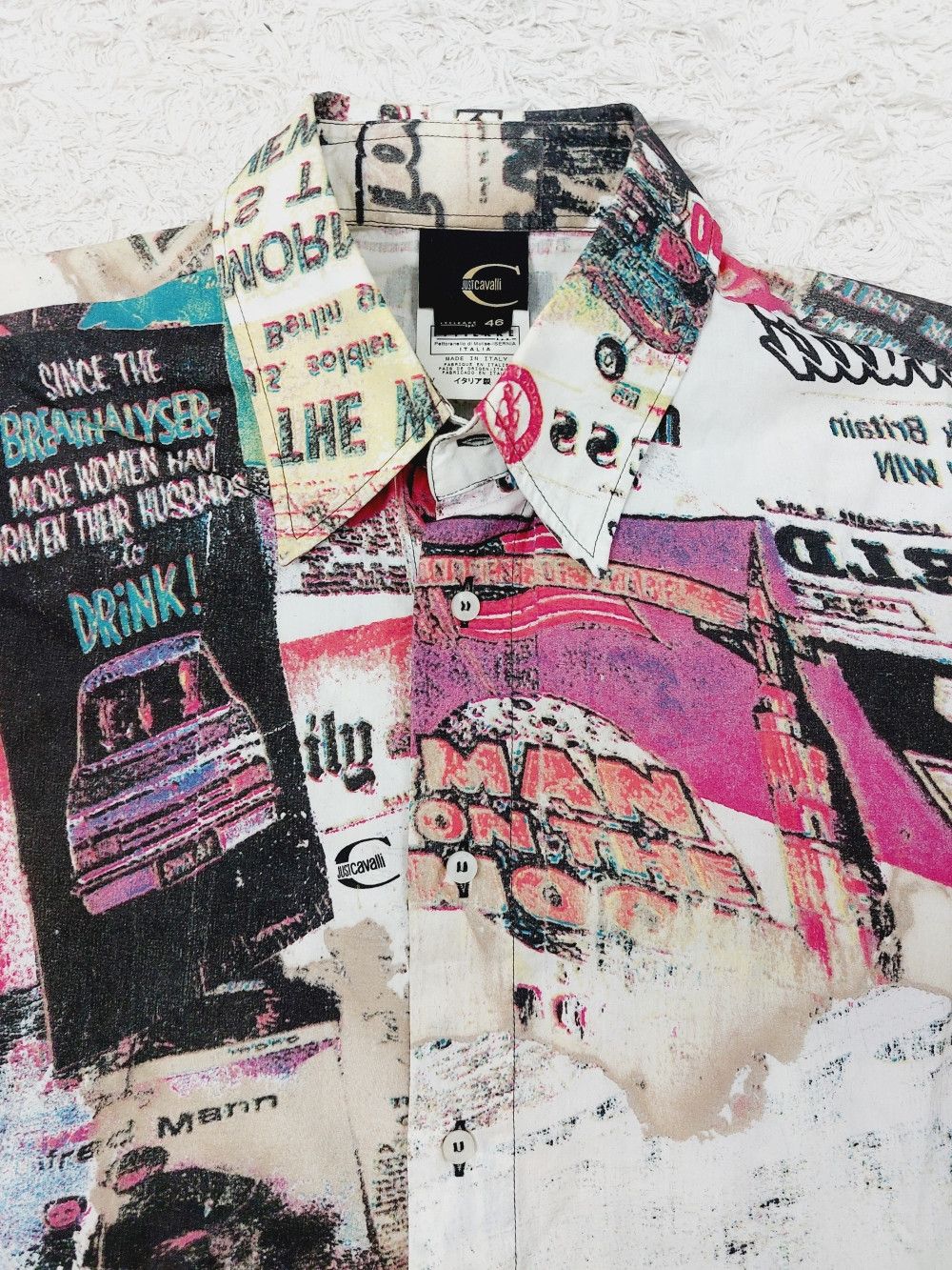 Roberto Cavalli Roberto Cavalli Newspaper Gazette Galliano Stamp Shirt Size US M / EU 48-50 / 2 - 2 Thumbnail