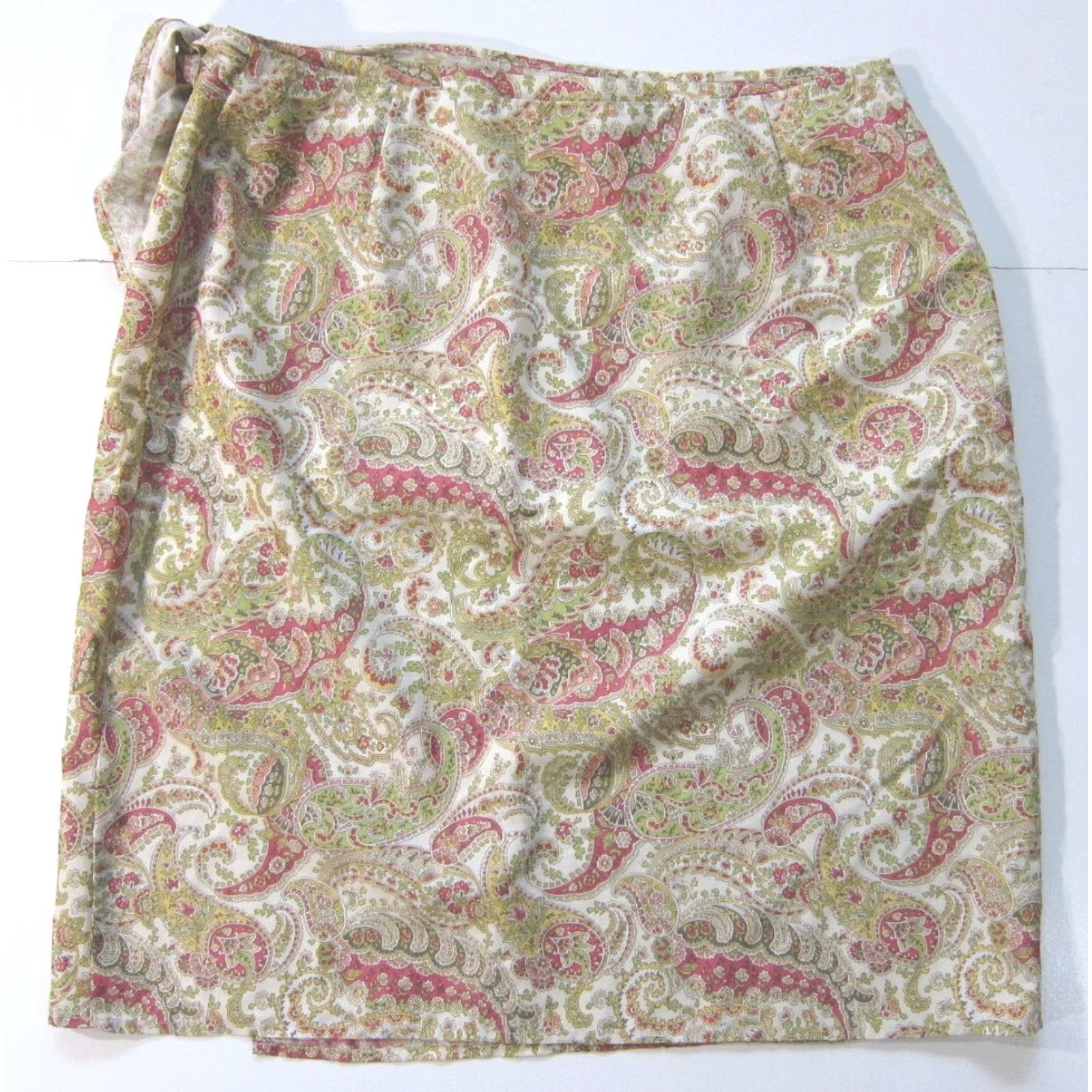 Liz Claiborne Liz Claiborne Lizsport Wrap Skirt Women Size 14 Green Paisley Floral Knee Length Tie Button Closure Rayon Polyester Size 36" / US 14 / IT 50 - 7 Thumbnail