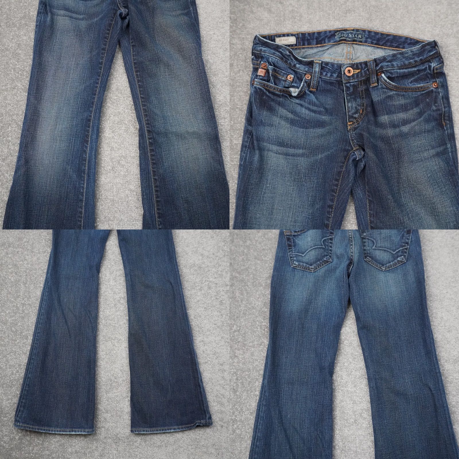Denime Y2K Big Star Low Rise Bootcut Jeans Womens 29x31 Dark Wash Blue Denim Size 29" - 8 Thumbnail