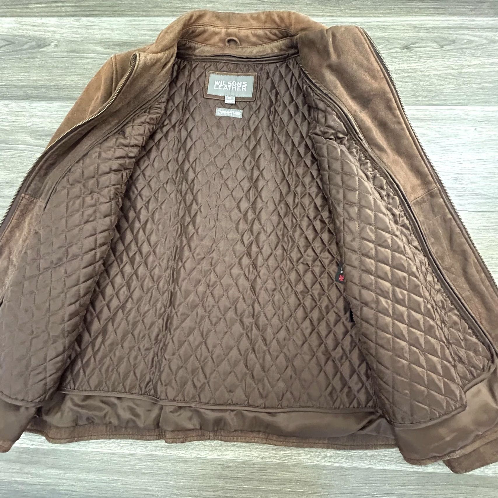 Vintage VINTAGE Wilsons Leather Jacket Womens XL Suede Full Zip Coat Thinsulate Ultra Lined Quilted Insulated Casual Fall Winter Spring Brown Size XL / US 12-14 / IT 48-50 - 3 Thumbnail